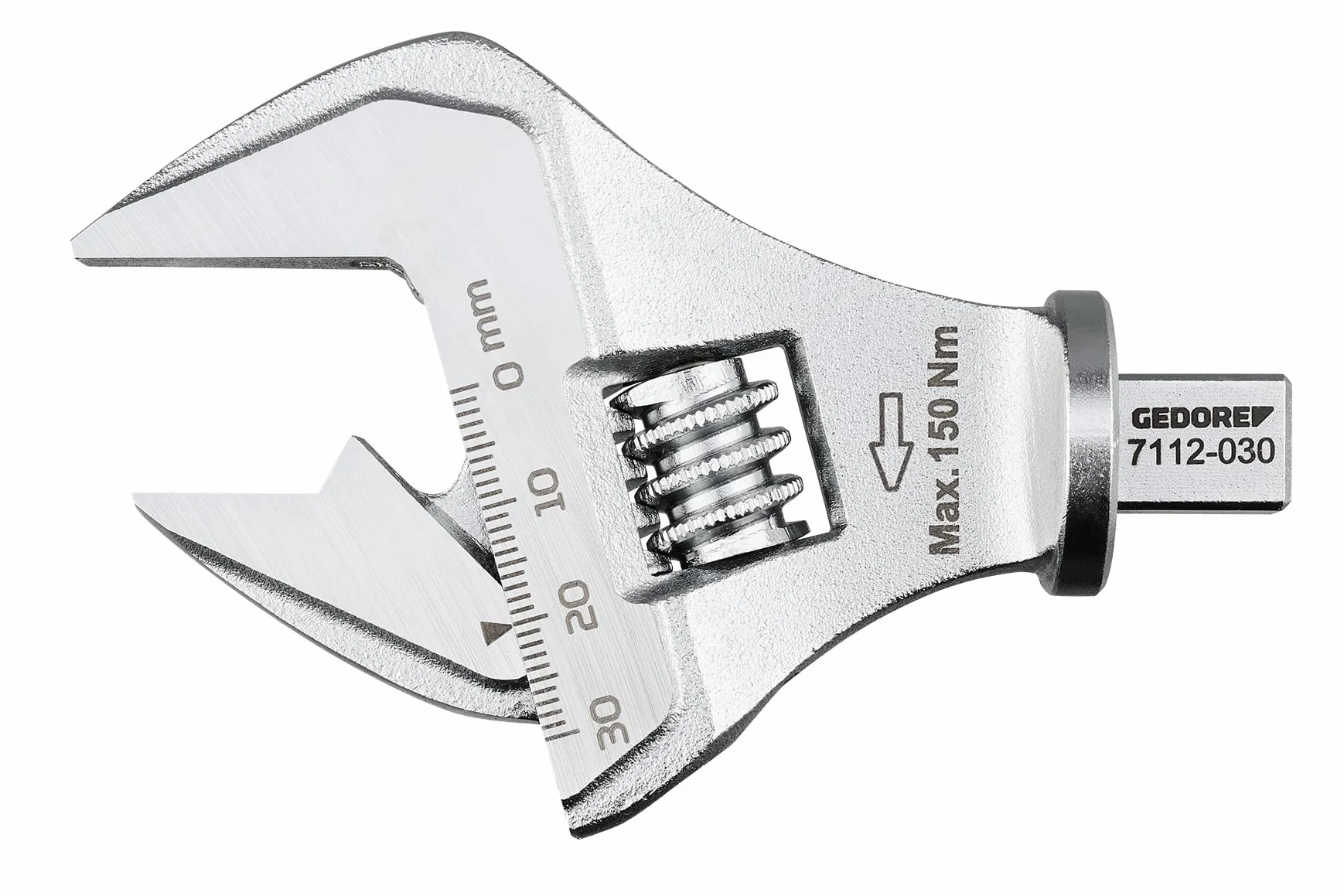 GEDORE 7112‑030 - Llave inglesa ajustable de 5 a 30 mm, acero al cromo vanadio, escala de ajuste láser, cierre de pasador de muelle, métrico y completo