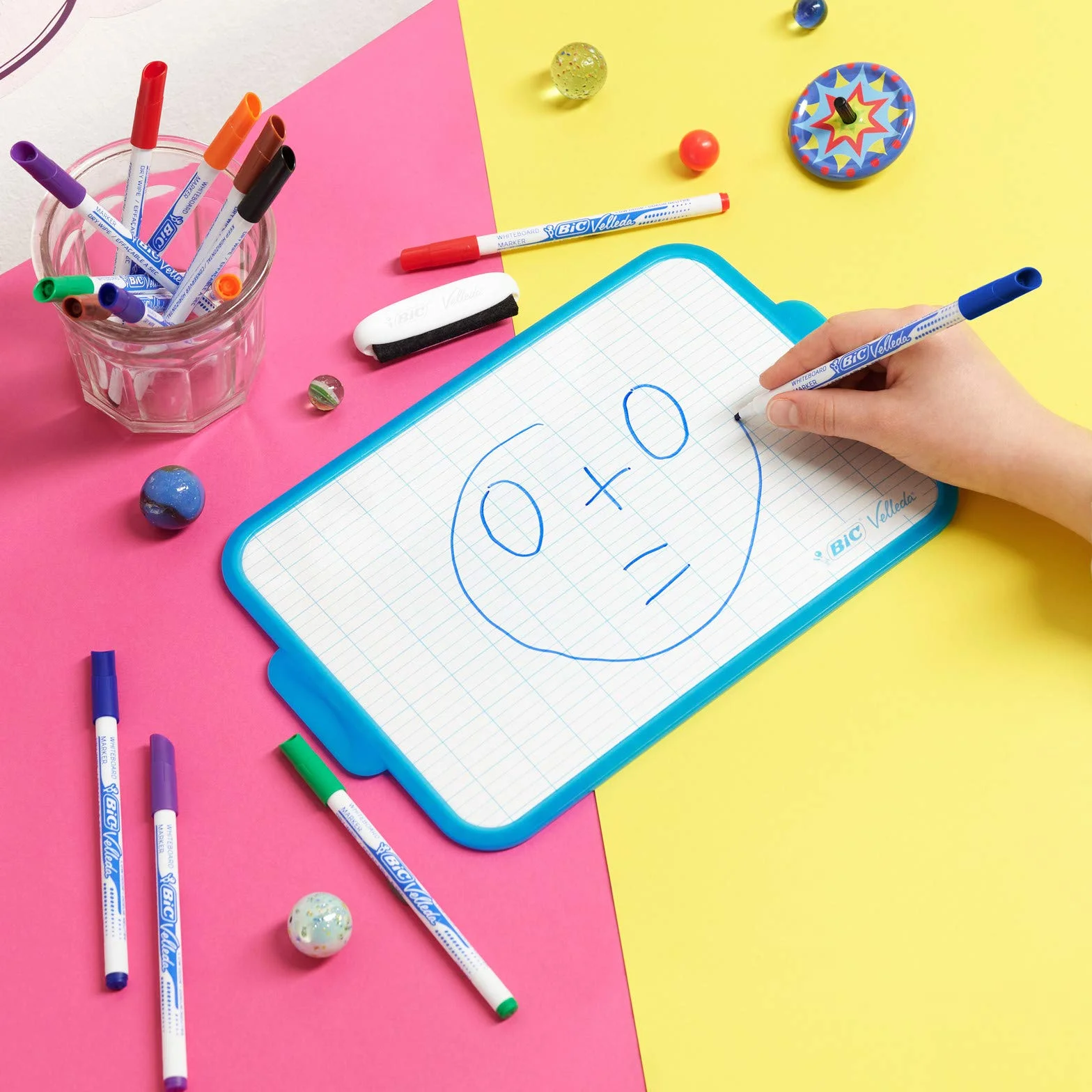 BIC Velleda, rotuladores de pizarra blanca, punta fina, ideal para los niños, colores surtidos, set de 12