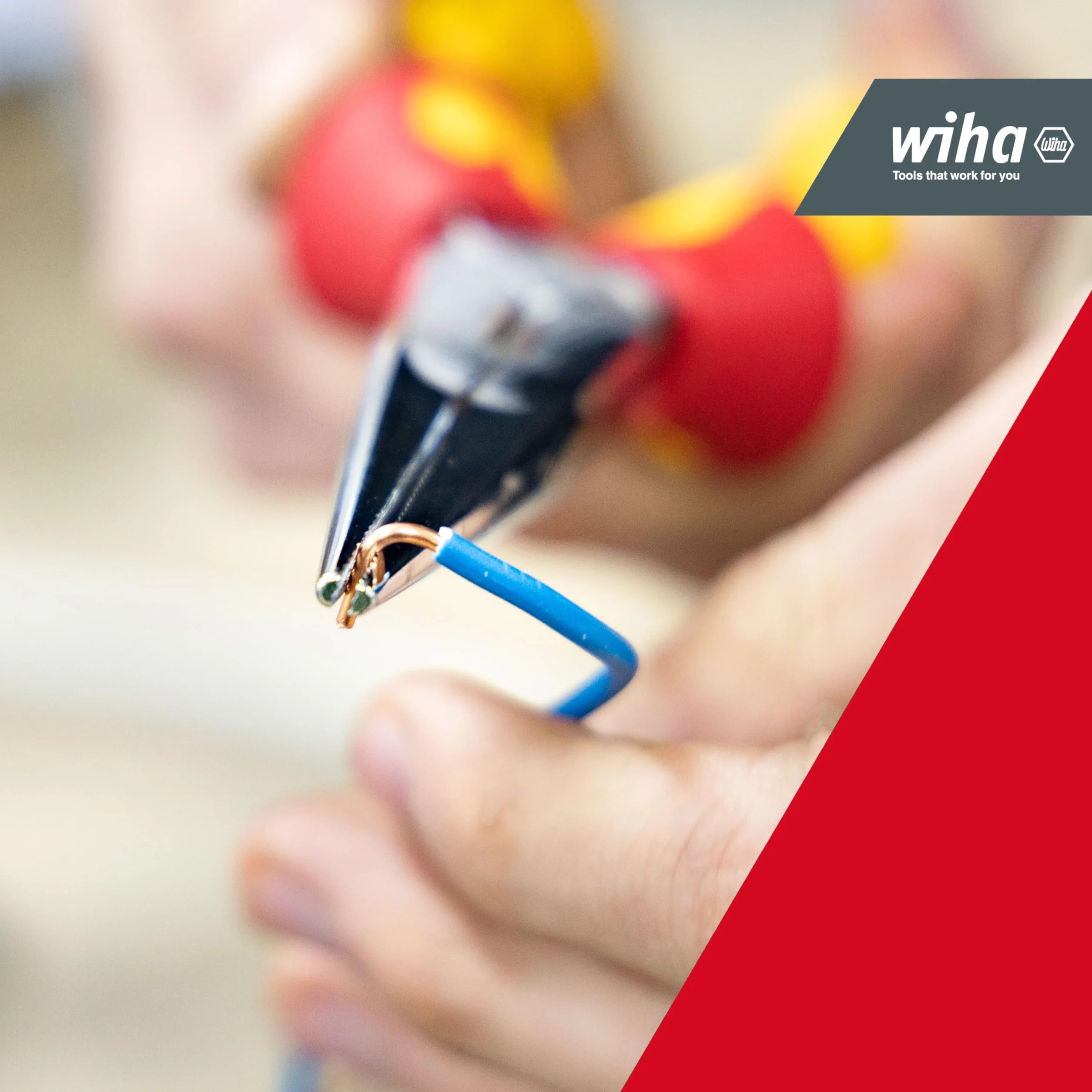 Wiha Alicates de boca semi-redonda Professional electric con filo de corte, con forma recta 200 mm, 8" (27423)
