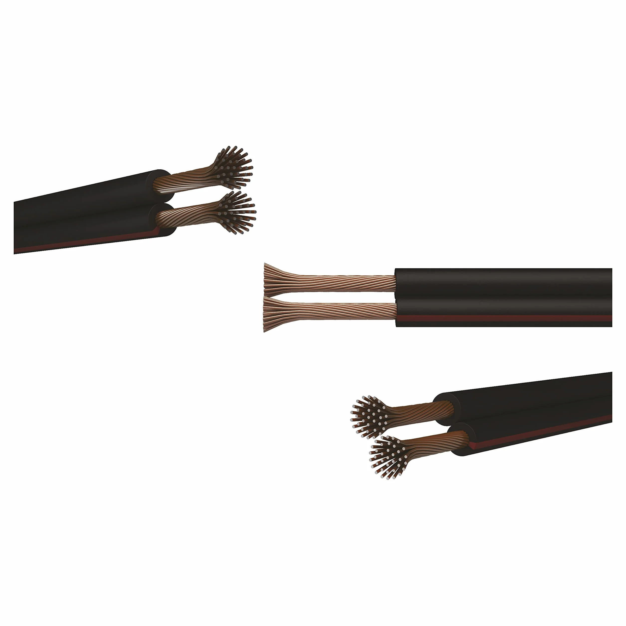 EMOS Cable de cobre 2 x 0,5 mm², 100 metros de cable de doble cable de CCA de baja tensión, negro con marcado de polaridad