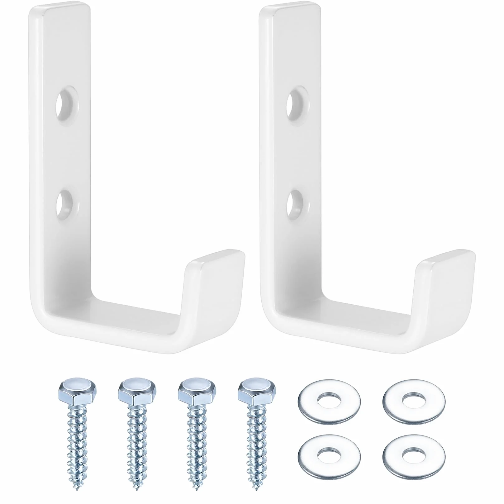 2 Pcs Ganchos para Colgar Bicicletas, Gancho Pared de Garaje, Gancho Bicicleta Pared, Soporte Ganchos en J Ganchos Pared de Garaje Garage para Colgadores Herramientas Eléctricas, Blanco