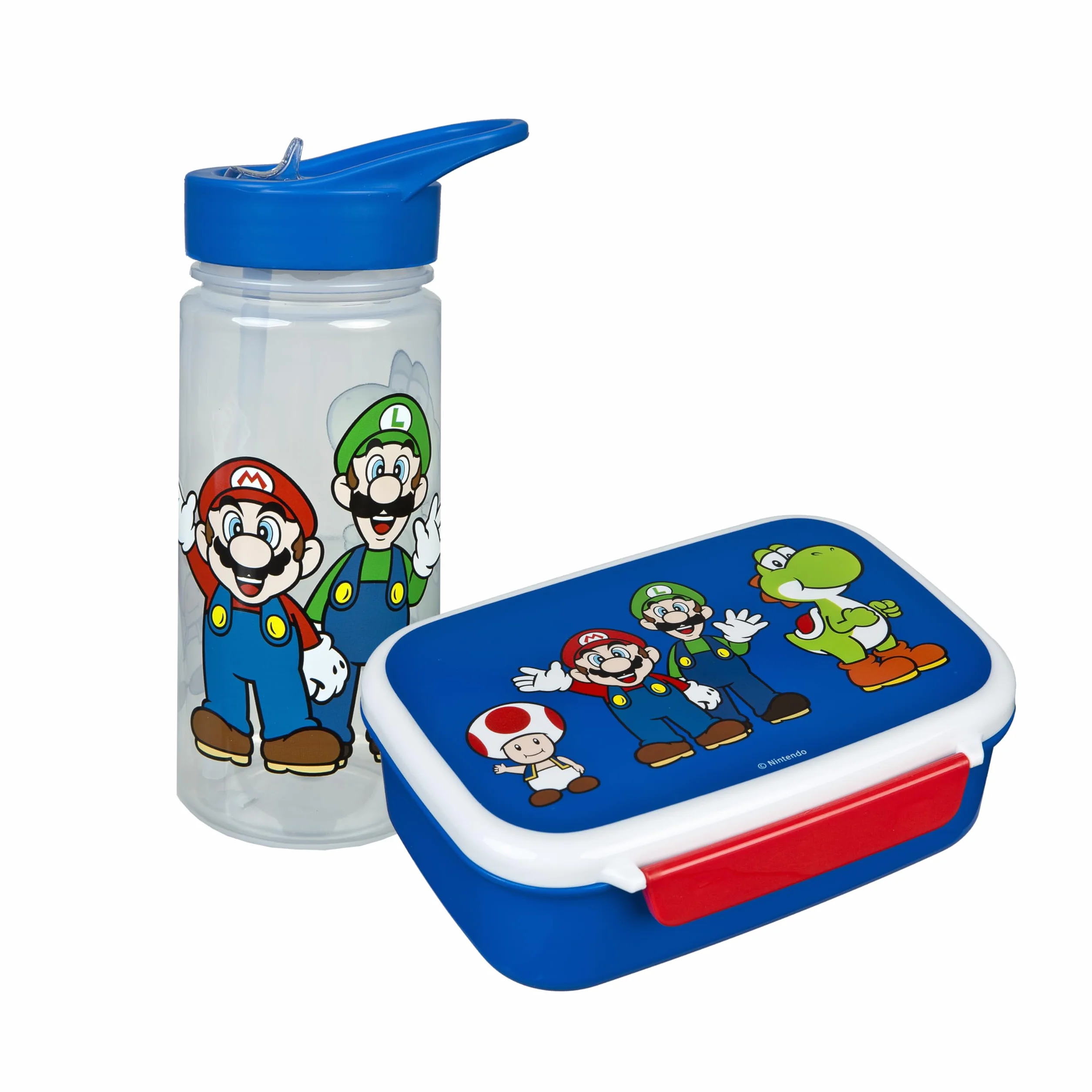 Set de Regalo de vajilla para niños Super Mario - Fiambrera y biberón - Plástico sin BPA
