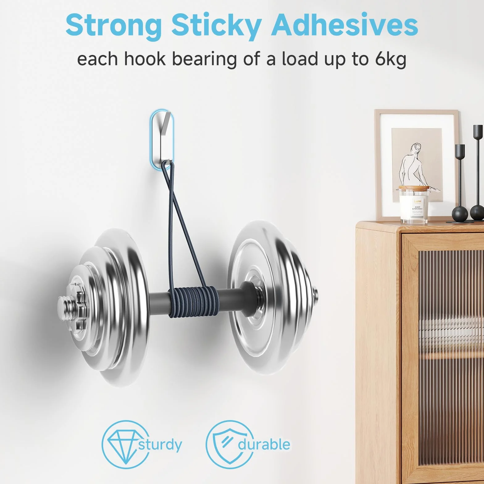 Alyvisun 5 Piezas Ganchos Adhesivos para Pared, Colgadores Adhesivos Resistentes de Acero Inoxidable, Ganchos de Pared sin Taladrar, Colgador Toalla para Baño Cocina Armario (Plata)