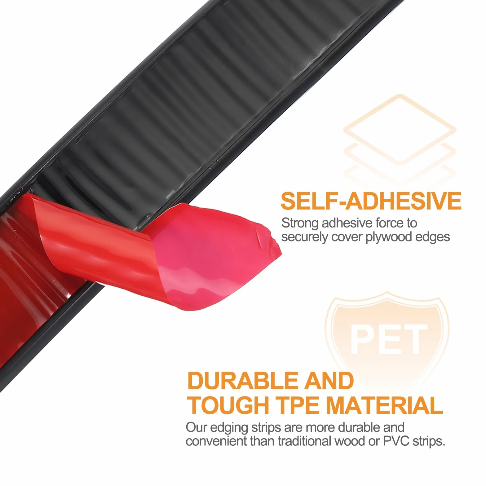QUARKZMAN Borde en Forma de U de TPE Autoadhesivo 4m x 15mm Protector de Bordes para Muebles (Negro)