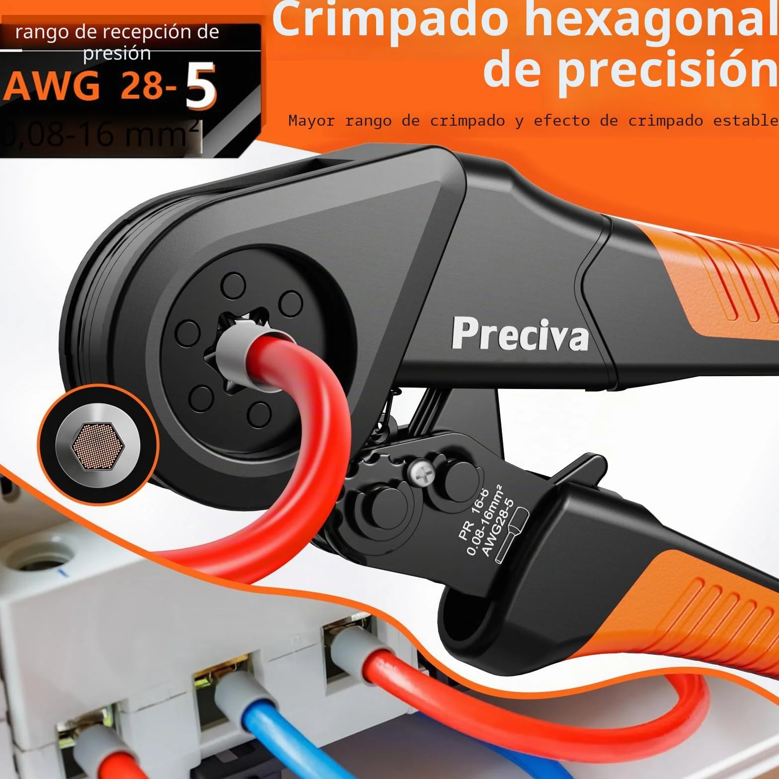 Preciva Crimpadora Terminales Electricos 0,08-16 mm² con 1500 casquillos, Juego de alicates de corte, ajustables, para la industria, Alicates de corte bricolaje