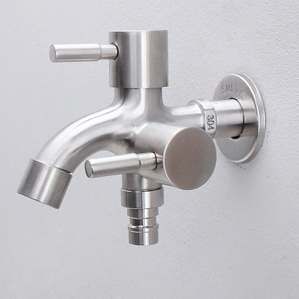 Yardwe Grifo Doble Salida Inoxidable 304 Para Lavadora Y Cocina Con Control Independiente Del Flujo Compatible Con La Mayoría De Mangueras Instalación Fácil Para Hogar Y Lavadero