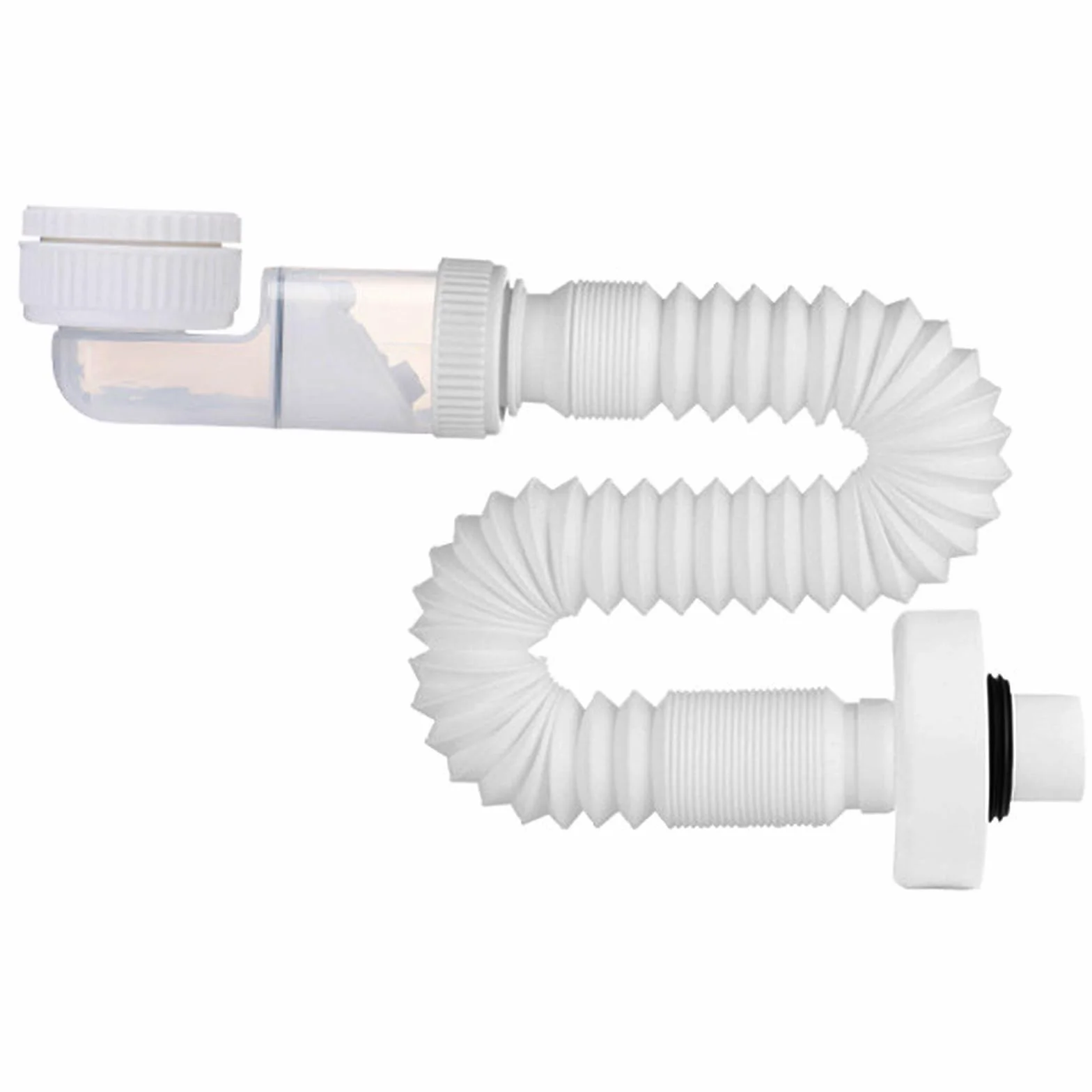 Sifón Flexible 1 1/4 Pulgadas Antiolor Desagüe Fregadero Extensible 380-930mm para Baño y Cocina