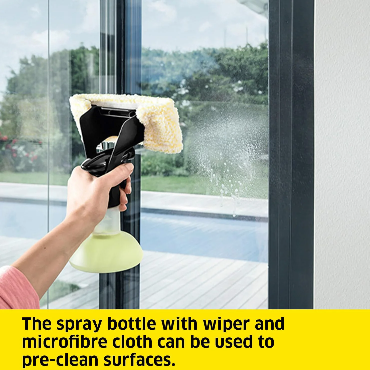 Kärcher Window Vac WV 5 Plus, tiempo de funcionamiento de la batería: 35 min, batería extraíble, pantalla LED para el estado de la batería, boquilla de succión: 280 mm, botella de spray con paño de