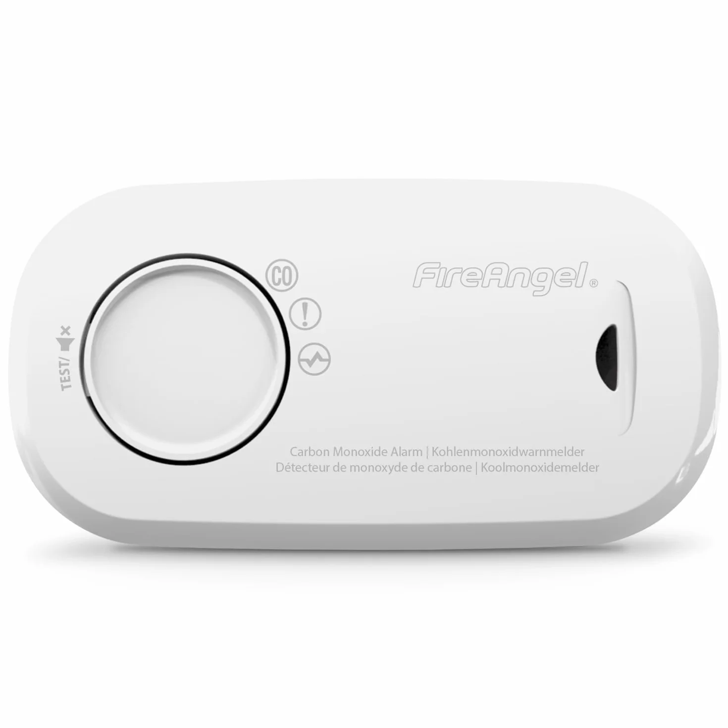 FireAngel Detector de Monóxido de Carbono con Sensor – Alarma de CO Portátil para Hogar y Vacaciones - Monitorea Monóxido Carbono - FA3313, Blanco