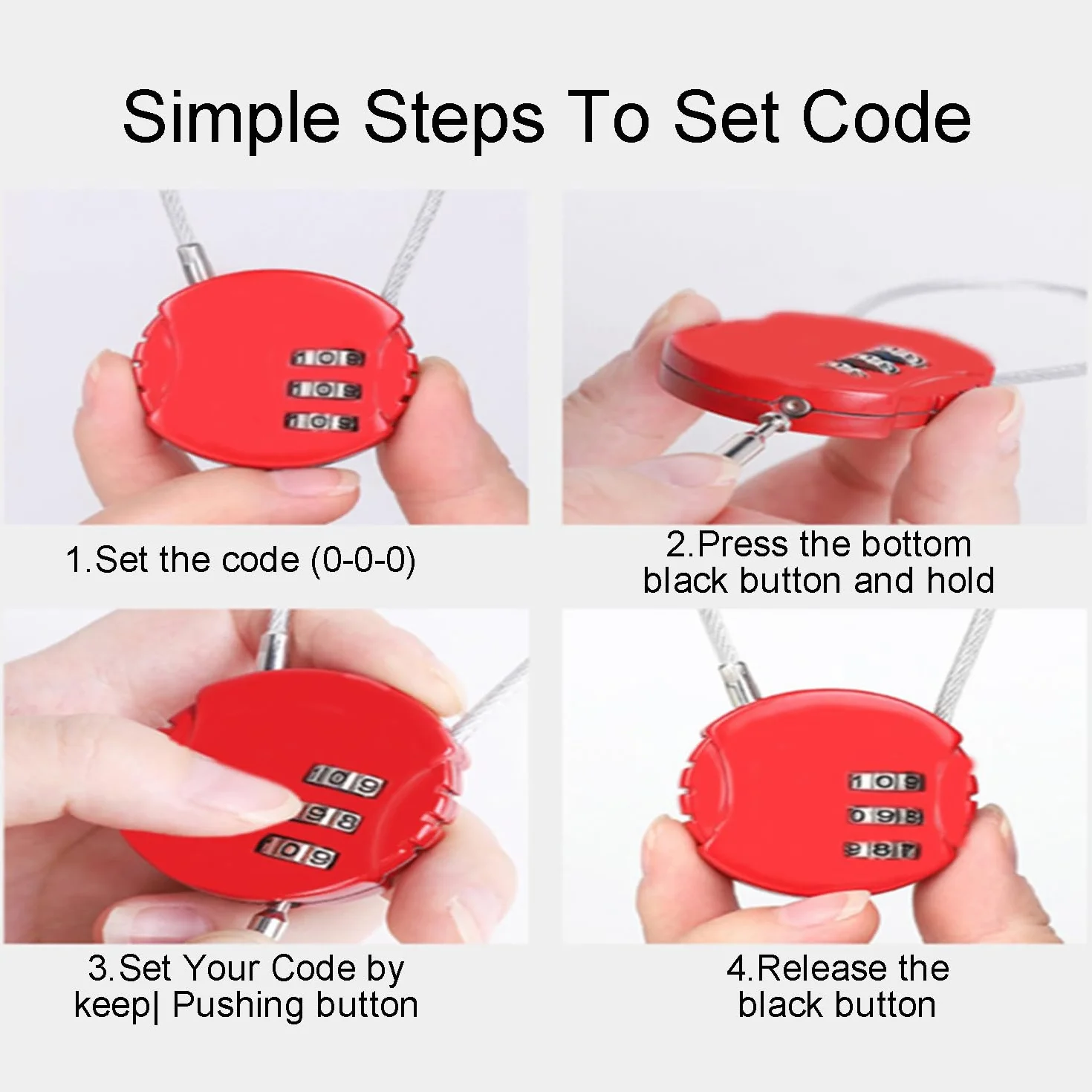 4 Piezas Candado de Combinación de 3 Dígitos, Candados de Seguridad de Cable Acero Flexible para Taquilla, Gimnasio, Maleta Viaje, Equipaje (4 Colores)