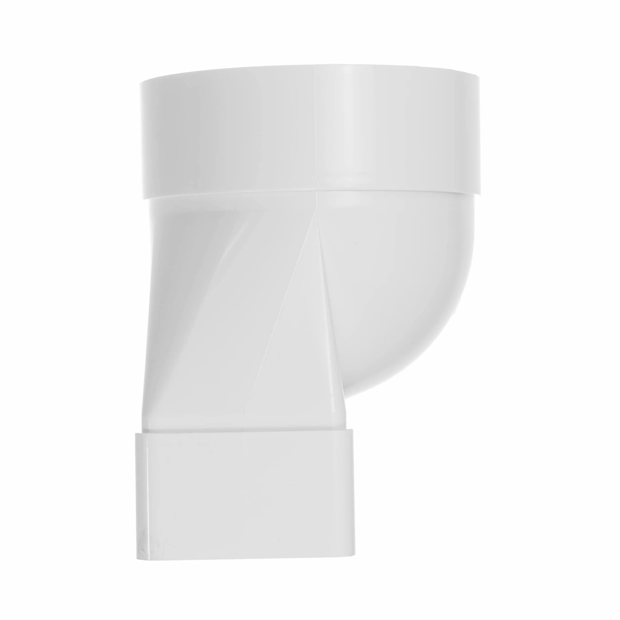 Sistemas de Ventilación conector rectangular plano de 110 x 55 mm a conducto redondo de Ø100 mm con entrada corta horizontal de tubería, acoplamiento de salida - para calefacción y refrigeración