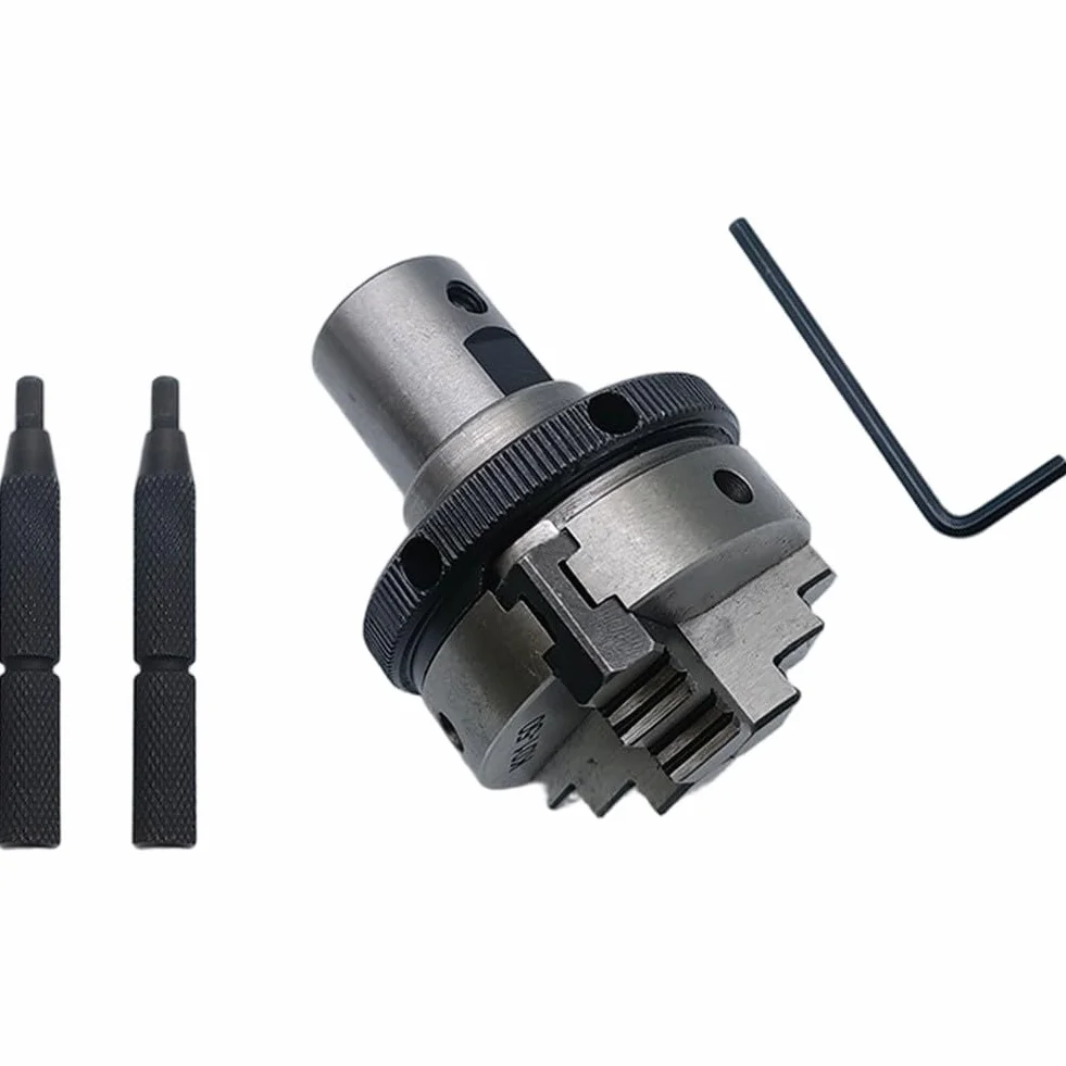 Portabrocas manual para carpintería, sujeción de 1 a 33 mm para rango, rosca M14 x 1, acero de alta dureza, para diseño compacto con precisión de centrado, plateado/negro