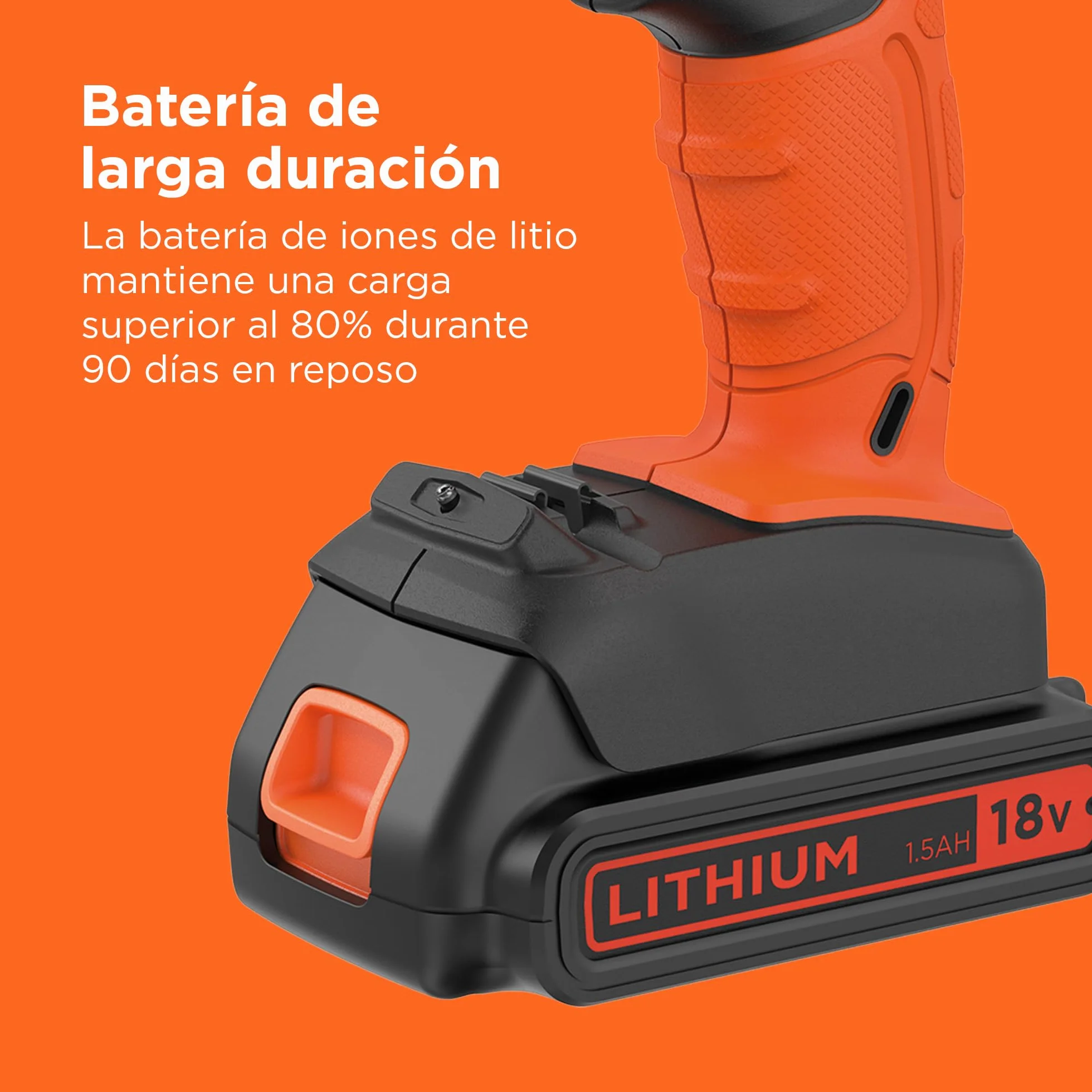 BLACK+DECKER Taladro percutor inalámbrico de 18V y 2 velocidades con dos baterías de 1,5Ah y cargador de 400mA, par de 45Nm, luz de trabajo LED y maletín, BCD003C2K-QW