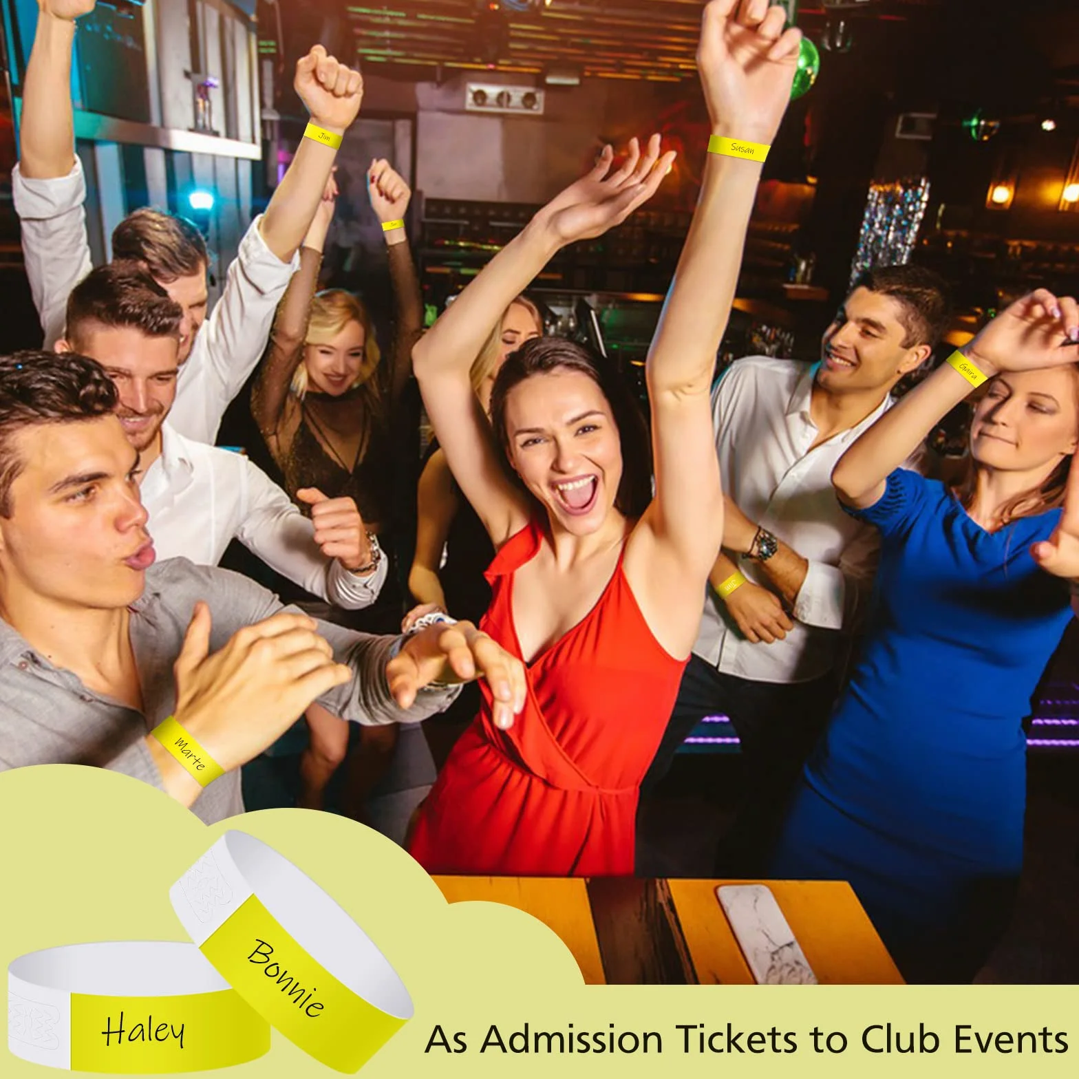 ASTARON Pulseras para eventos 400 piezas de papel de neón amarillas impermeables para fiestas clubes concierto