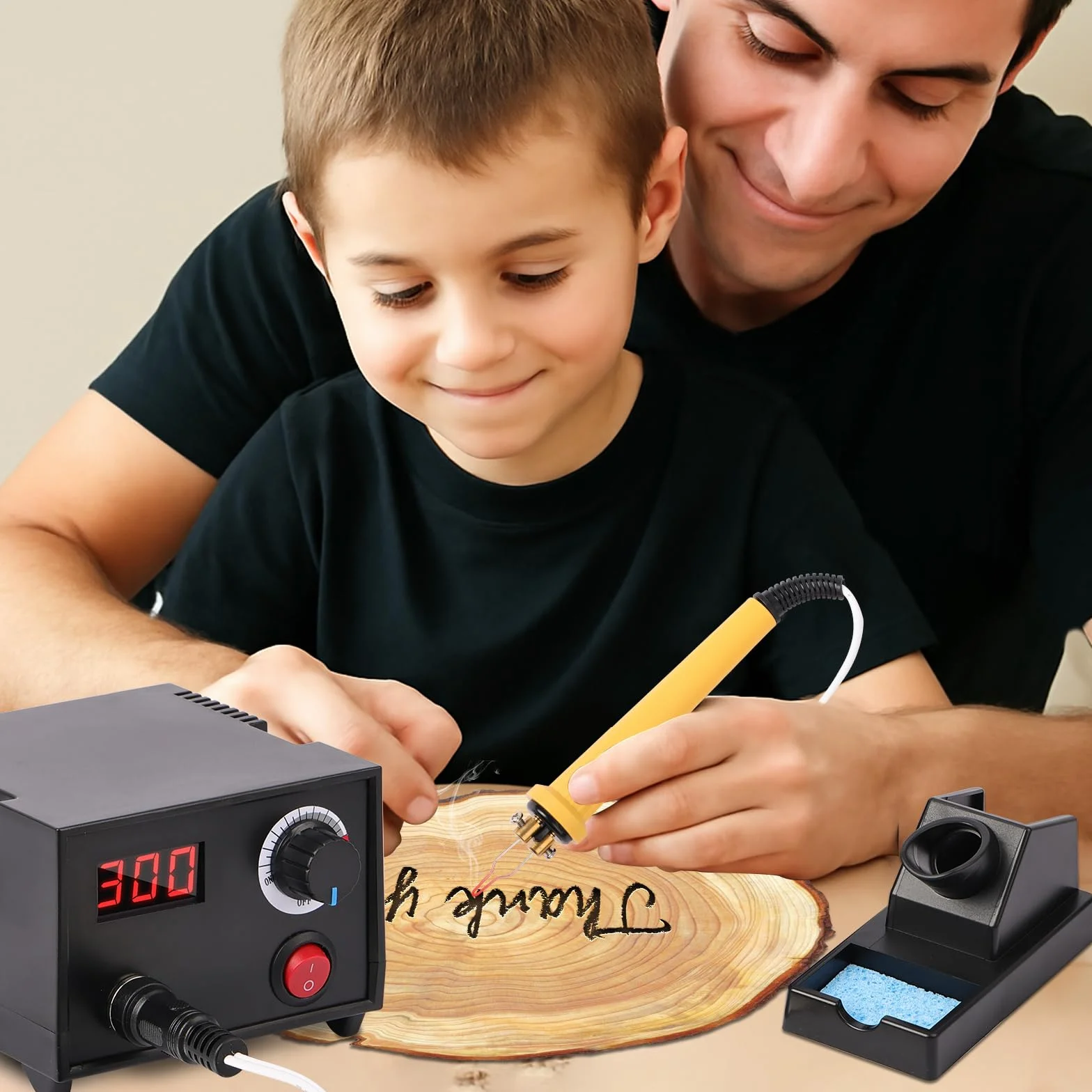 Set Profesional de Pirograbado con Pantalla LCD, 20 Puntas Incluidas, Temperatura Ajustable de 250 a 750 °C, Ideal para Madera, Cuero, Calabaza y Corcho