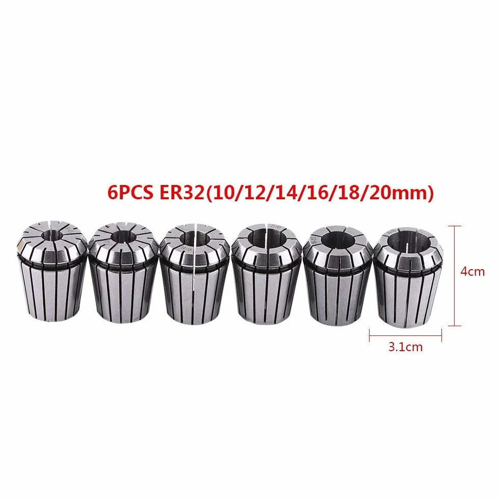 Set de Pinzas de Alta Precisión 6pcs ER32 para la Máquina de Grabado CNC y la Herramienta de Fresado de Torno de 2-20 mm
