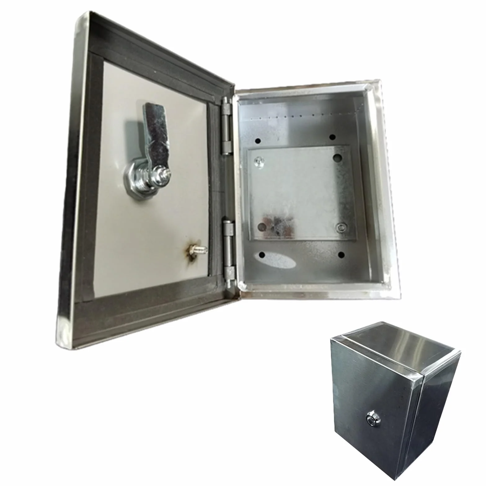 Caja Electrica Impermeable de Acero Inoxidable, Caja Estanca Exterior de Montaje en Superficie con Cerradura y Placa de Montaje