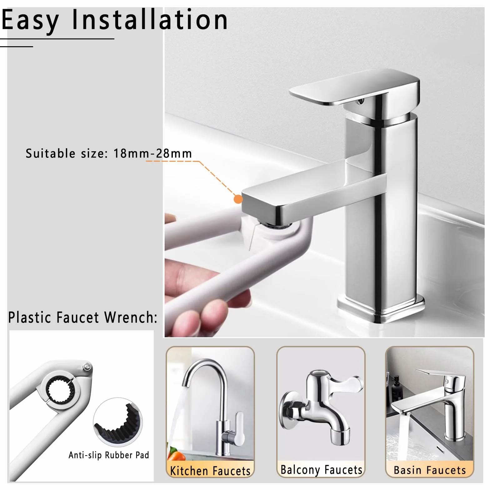 REZZI Aireador Grifo Cocina 360° Giratorio Atomizador Grifo Ajustable 2 modos Difusor Grifo Cocina Fregadero Difusor Compatible con la Mayoría de Grifos
