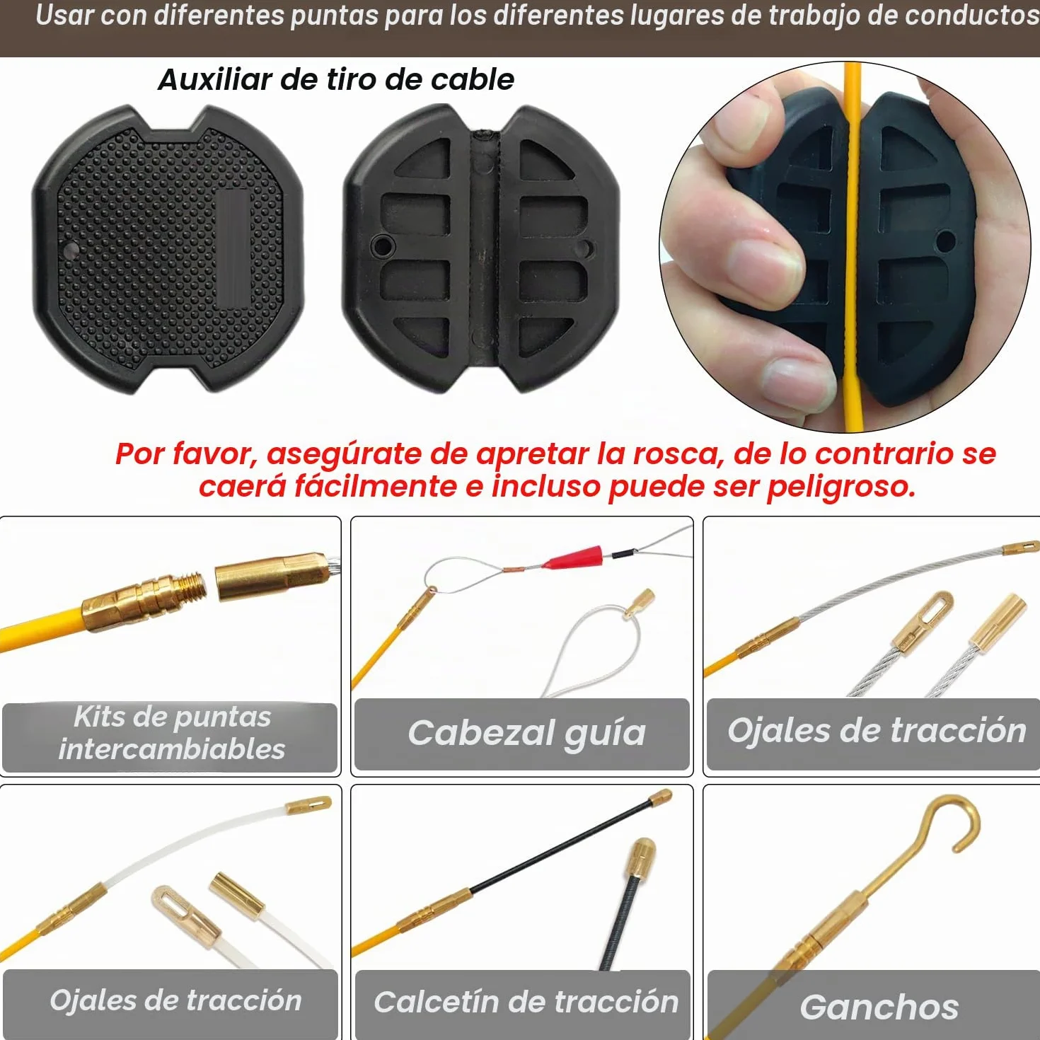 Cinta retráctil Guia Pasacables Trenzada 30m Guia Cables 4mm Alambre De Tracción Fibra de Vidrio Ayuda de Extracción de Cables para Tirar de Cable Guía Enhebrador de Alambre Electrico con Carcasa