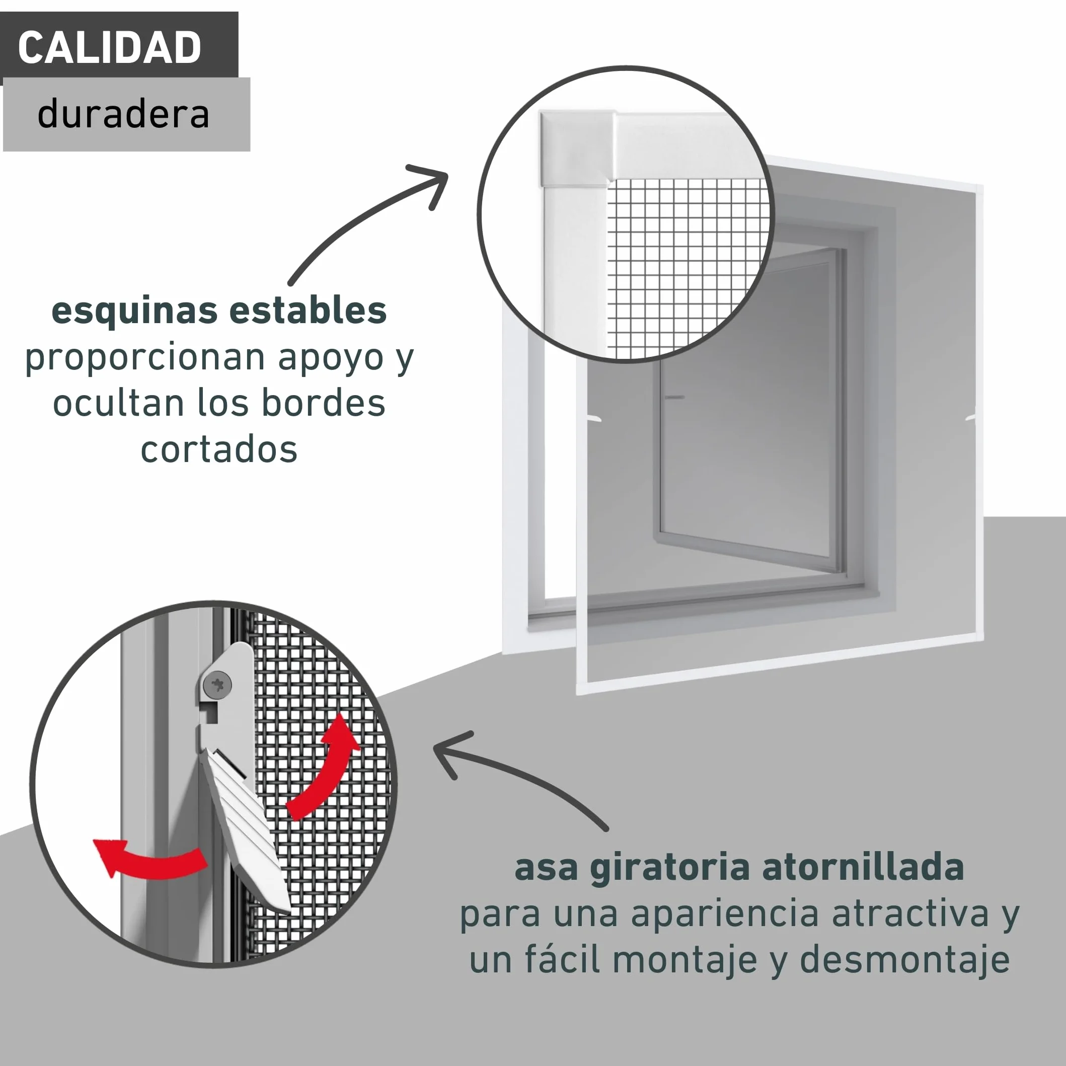 Windhager Mosquitera Marco Tensor Expert, mosquitera Marco de Aluminio para Ventanas 140 x 150 cm, Blanco, 04338