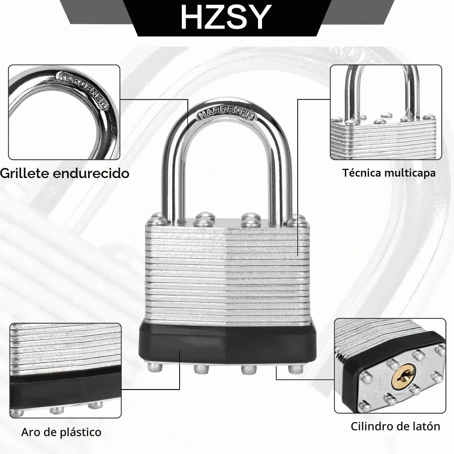 Candados con llave igual, paquete de 6, cerradura con llave de acero laminado (1-9/16 pulgadas, 40 mm), candados con la misma llave, grillete normal, para caja de herramientas, taquilla y unidad