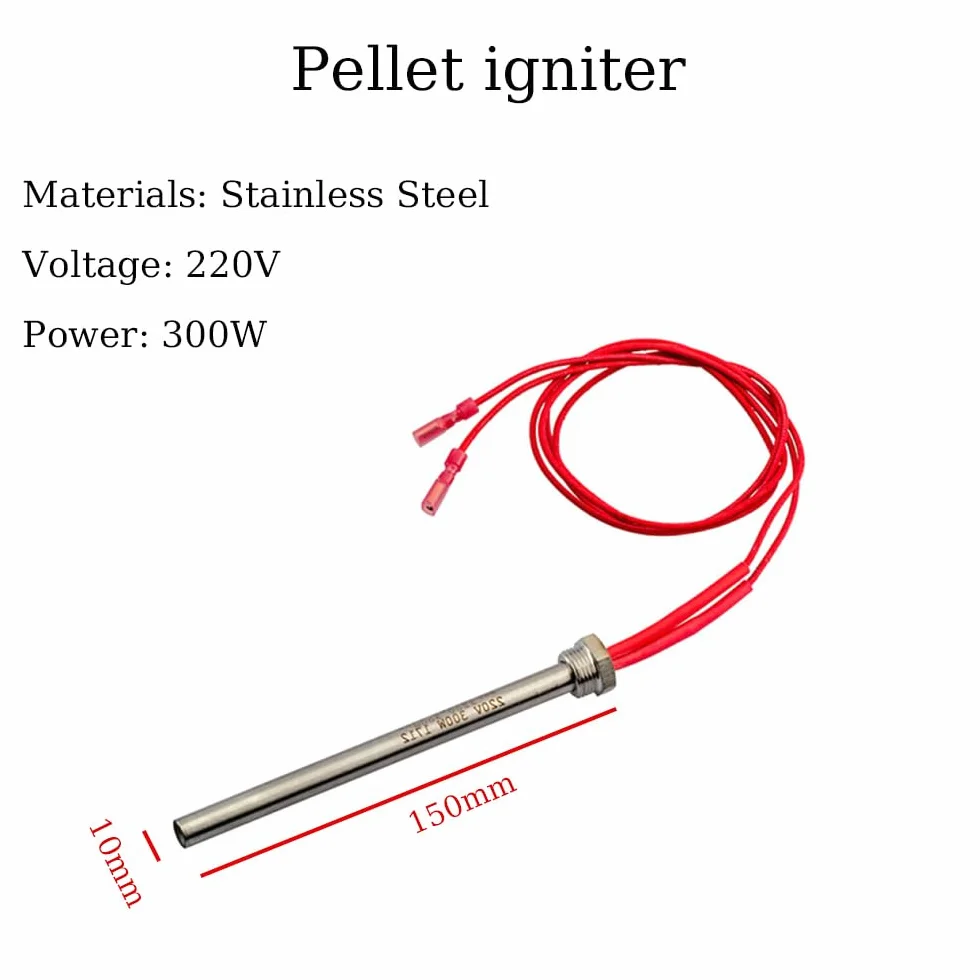 Encendedor de encendido de 220 V 300 W, varilla caliente, elemento calentador de estufa de pellets de madera, bujía de arranque para dispositivo de calefacción, 150 mm (longitud), rosca M16 y paso de