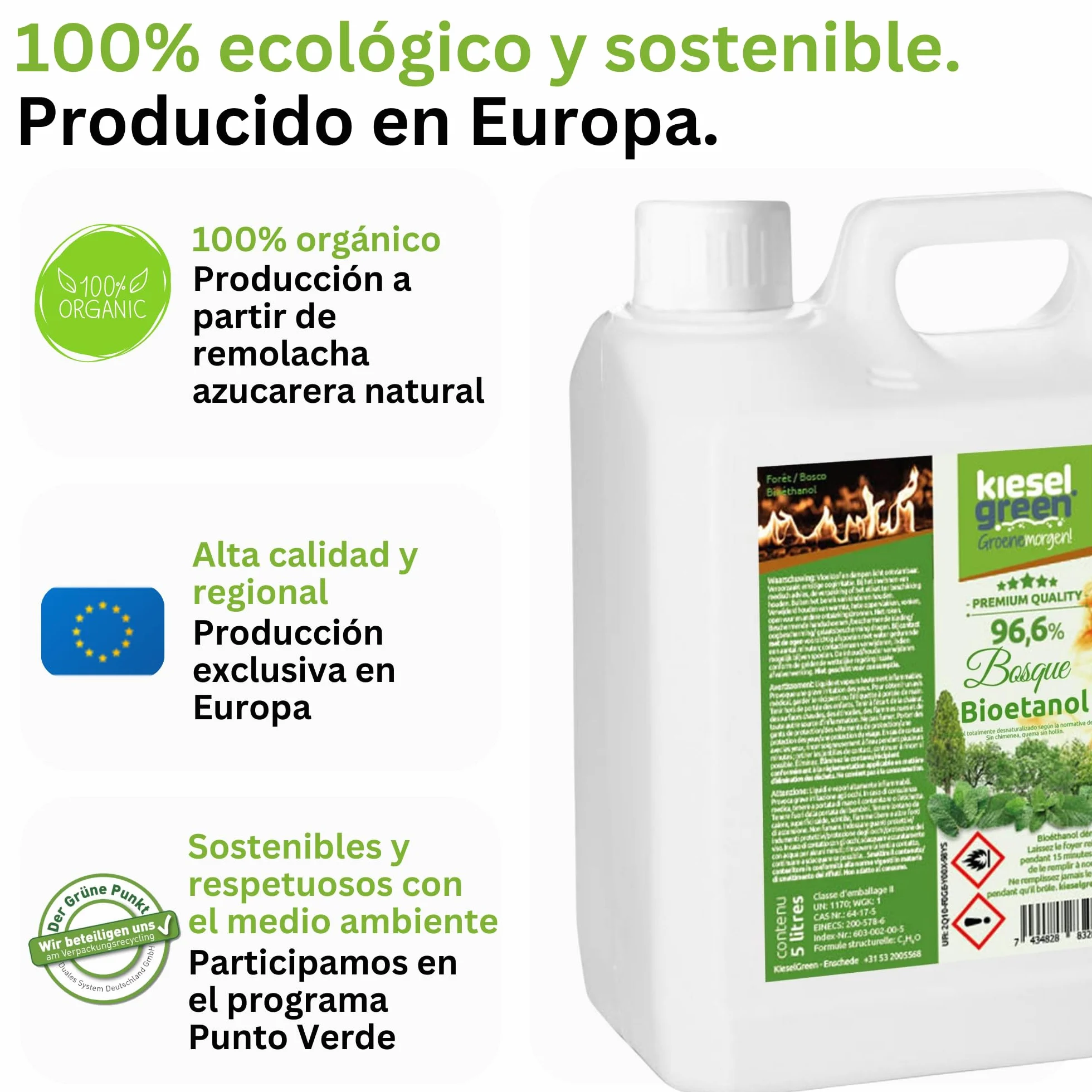 Bioetanol 5 Litros con Fragancia para Chimenea de Etanol, Bioalcohol Ambiente