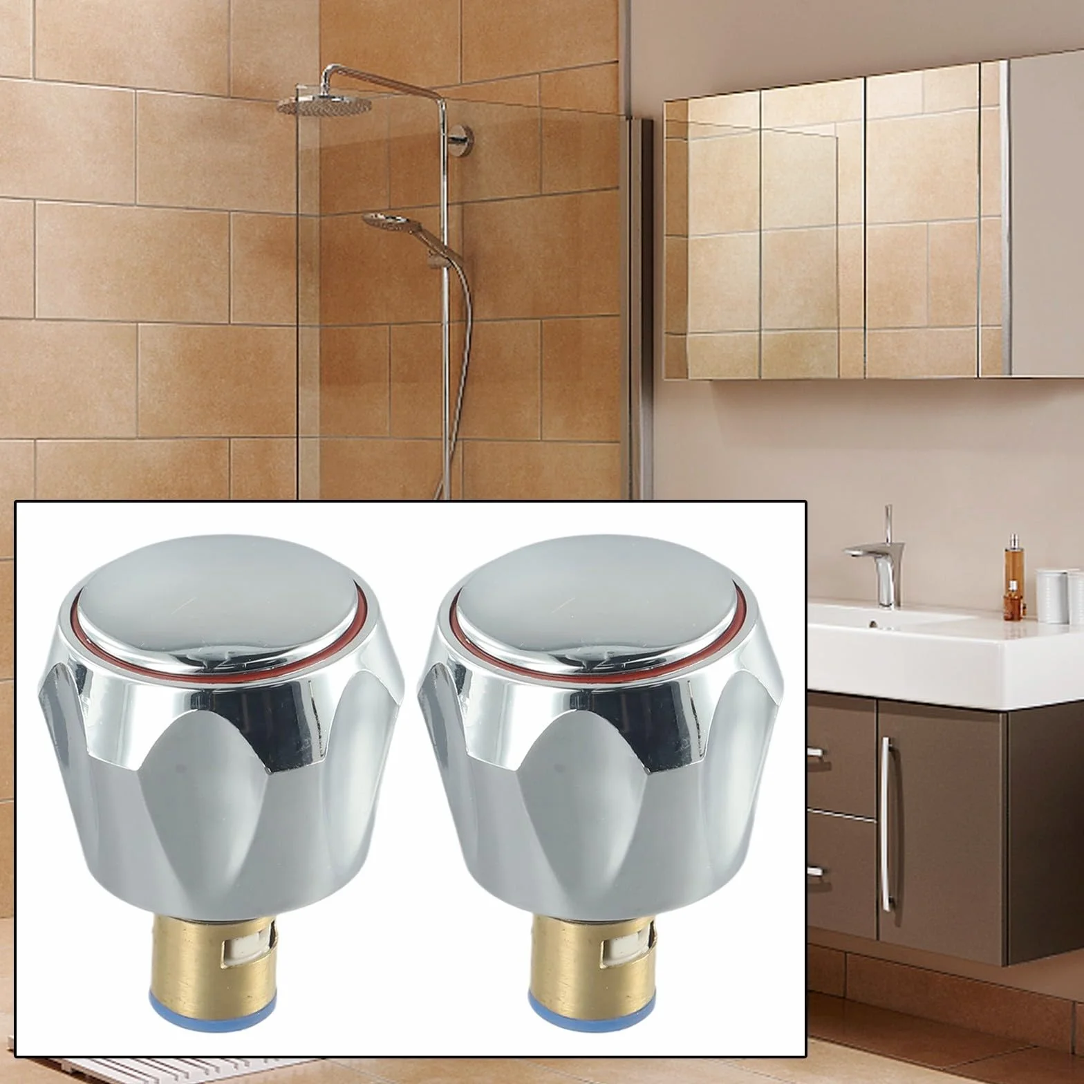 Kit de grifo caliente y frío, cabezales de conversión cromados, reemplazo de 1/2 para fregadero de lavabo