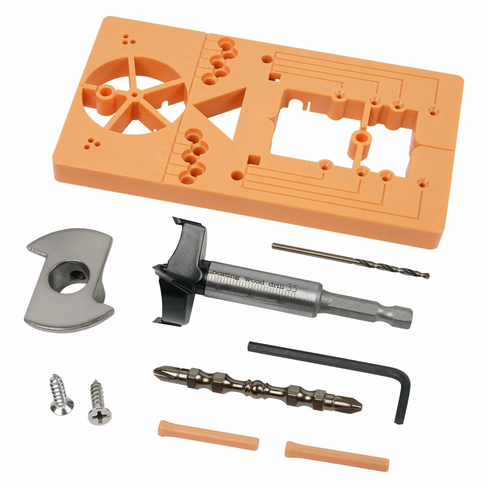 Flintronic Broca para Bisagras Ocultas, 35mm Broca De Bisagra, Guía de Perforación de Bisagra Oculta de 35 mm, con Posicionador Forstner, Herramientas de Carpintería Adecuadas para Puertas de Armario