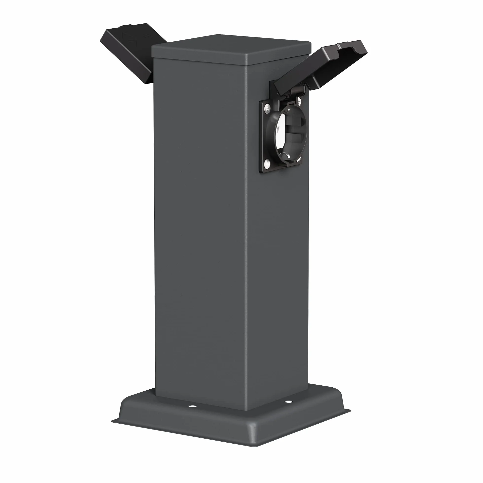 ledscom.de Polly Pilar de Toma de jardín con pincho de Suelo para Exteriores, IP44, 2 Conectores, Antracita, Angular, 27cm