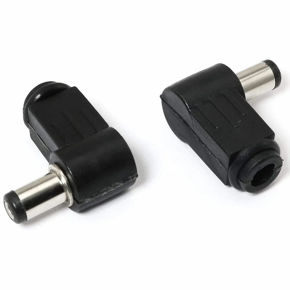 10 Piezas 90 Grados Ángulo Recto 2,5X5,5mm 2,5mm Cable de Alimentación Cc Enchufe Macho Conector Adaptador de Punta de Cable de Soldadura, 5525