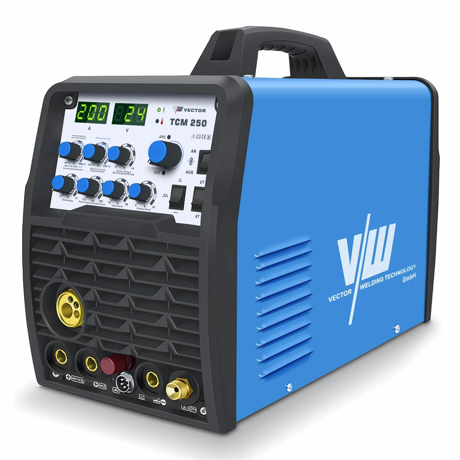 SET de soldadora combinada 4 en 1 TCM250 - MIG/MAG, TIG, MMA y corte por plasma (200A) con accesorios, inversor IGBT - set completo para profesionales y aficionados al bricolaje