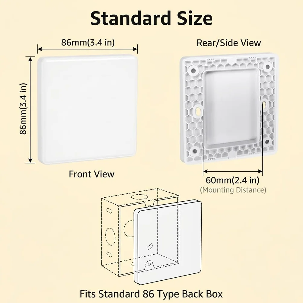 4 tapas ciegas para enchufe cuadrado blanco, cubierta universal para orificios de pared para caja empotrada, cubierta de plástico para enchufes no utilizados y cajas de interruptores en el hogar