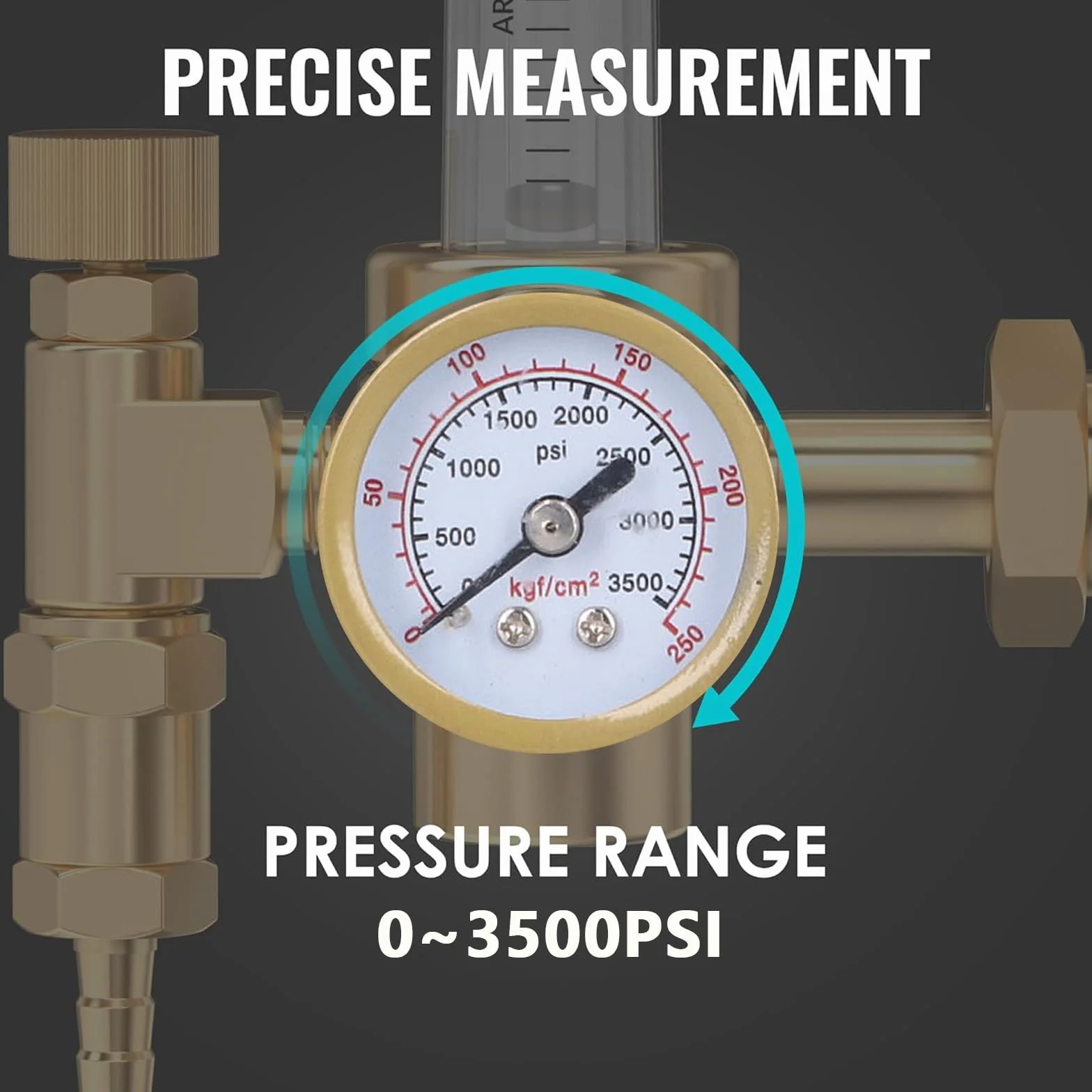 Regulador Gas Argón CO2, Reductor De PresióN Para Gas De Protección Argon/CO2 Con Medidor De Flujo, 0-3500 PSI, 0-25LPM, Cga580 Entrada, Regulador Para Gas De Soldadura MIG y TIG