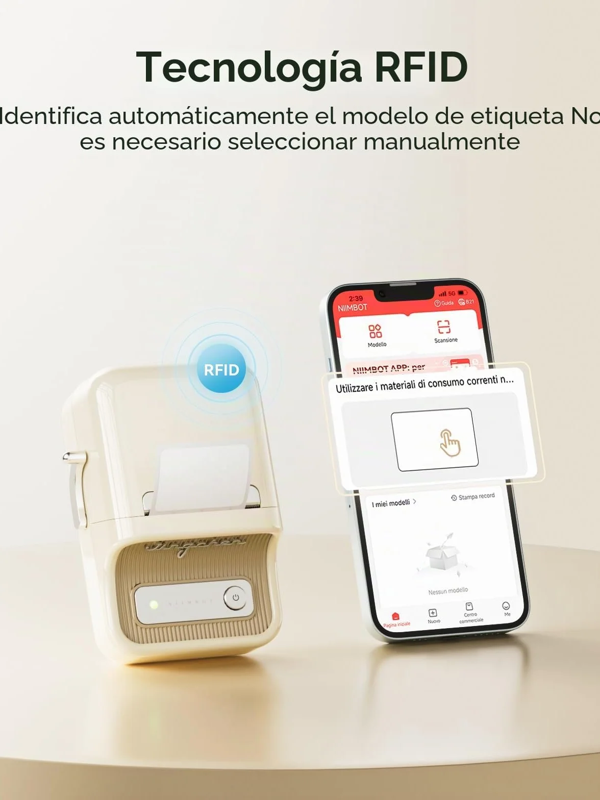 NIIMBOT B21 Etiquetadora Bluetooth 20-50 mm Blanco Cremoso