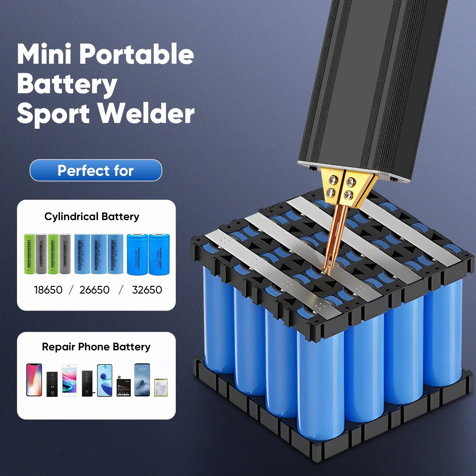Soldador por puntos a batería 2 en 1 con modos automático & manual, Soldador de Puntocon con Batería 5,0 Ah 1-80 Niveles para Soldar Baterías