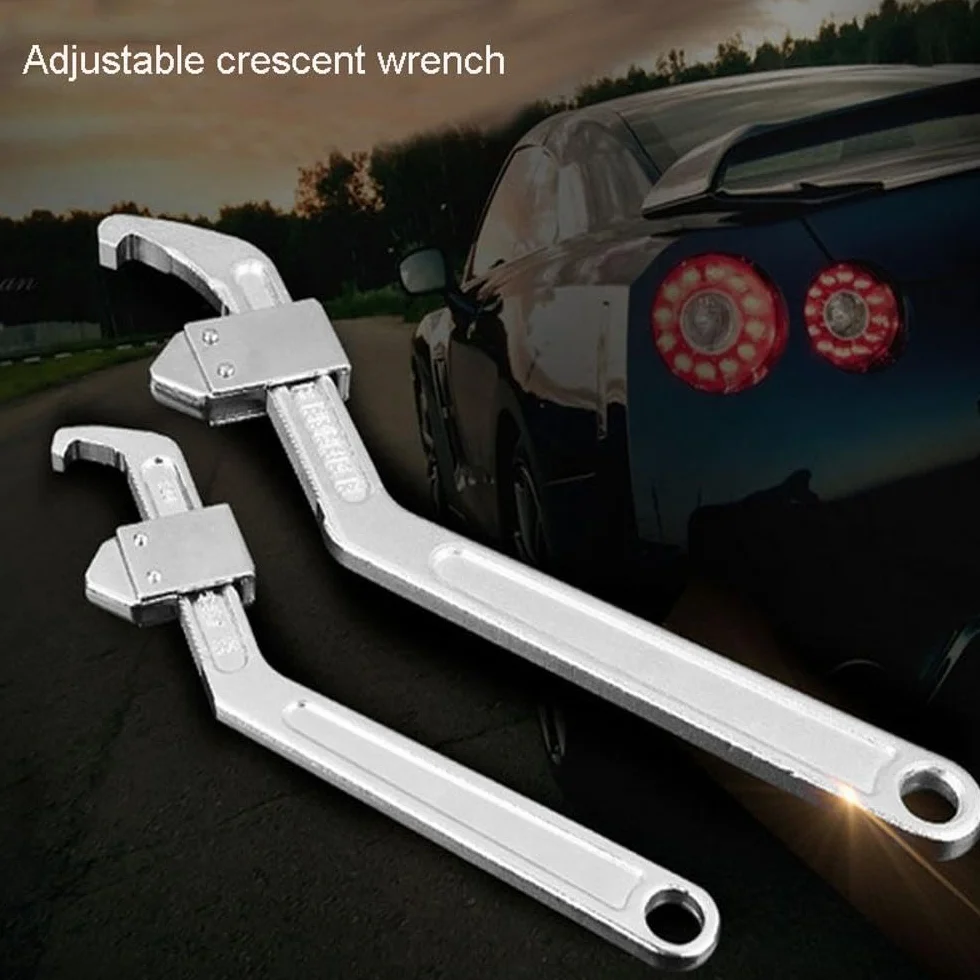Llave de gancho ajustable, llave de cabeza cuadrada, llave multifuncional en forma de C, llaves de gancho de acero al cromo vanadio, herramienta de mano para girar tuerca o perno (35-105 mm)