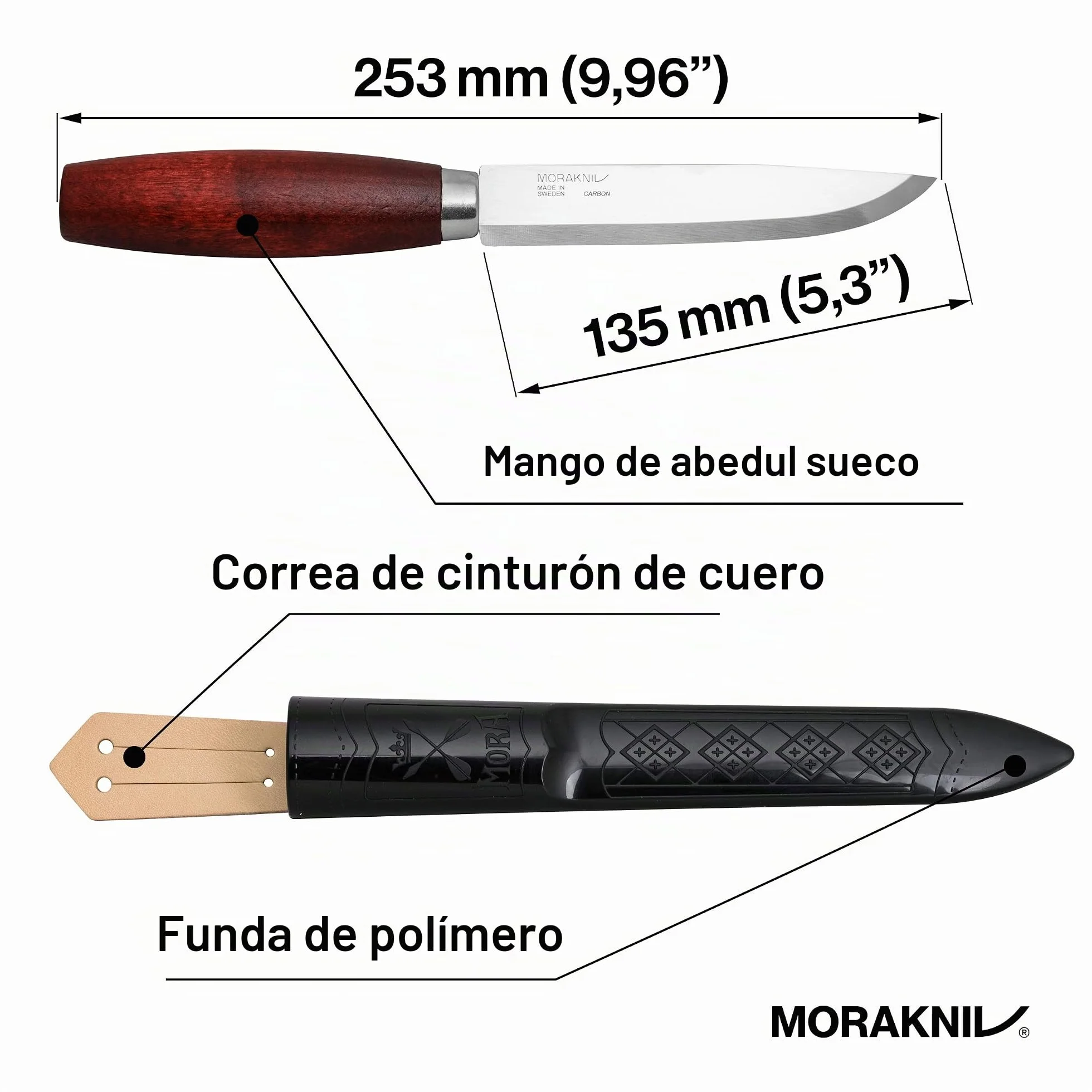 Morakniv Classic No. 3 Carbon Steel Craft Knife for Wood Carving and Crafting With Sheath, 5.3 Inch