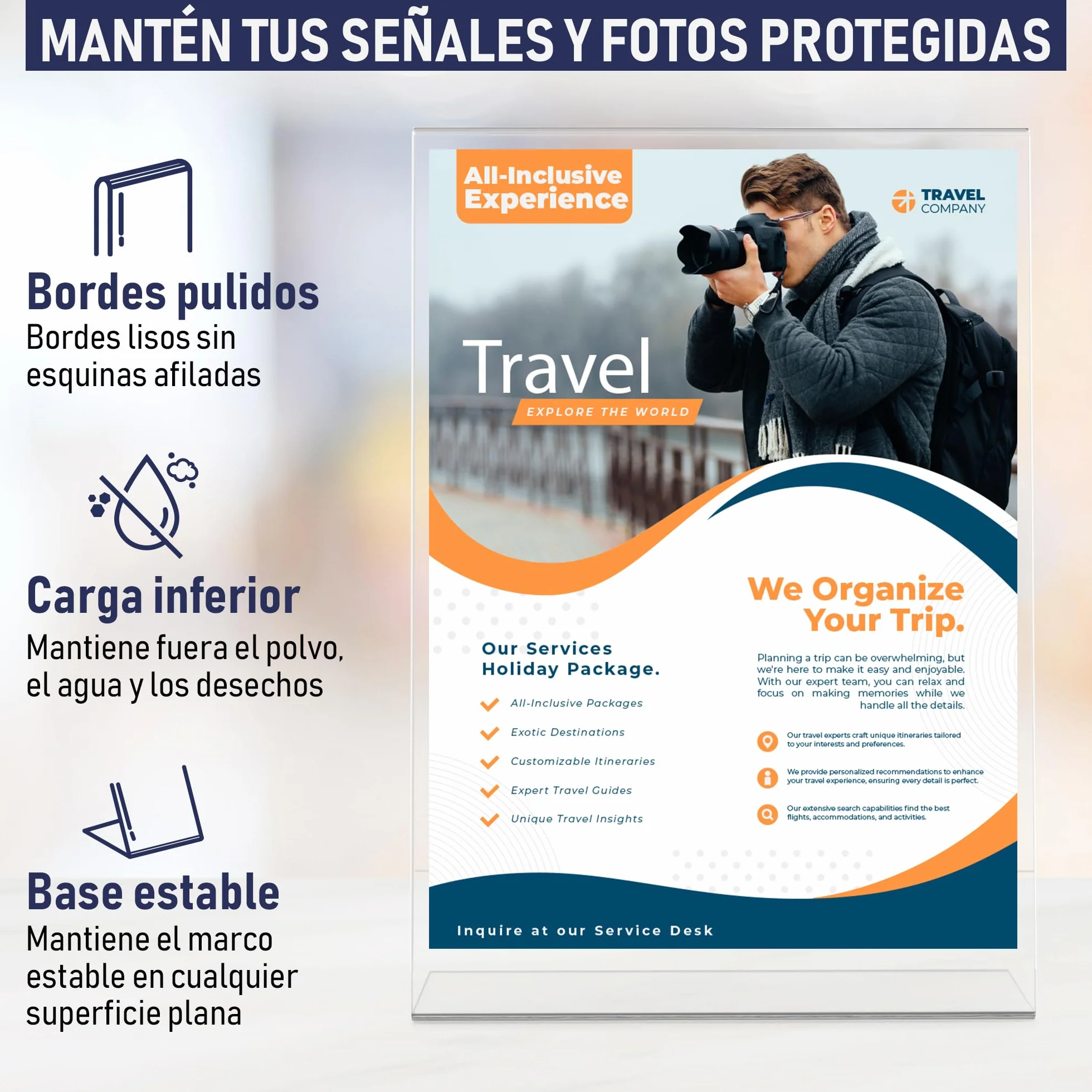 Soporte para carteles A5 de acrílico transparente inclinado, expositor de plástico para mostrador, 6 unidades