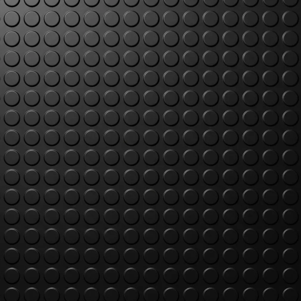 Pavimento Caucho Círculos Negro 1,50x15 m LESTARE | Suelo Goma Botones Antideslizante en Rollo 3 mm para Negocios, Industria y hogar