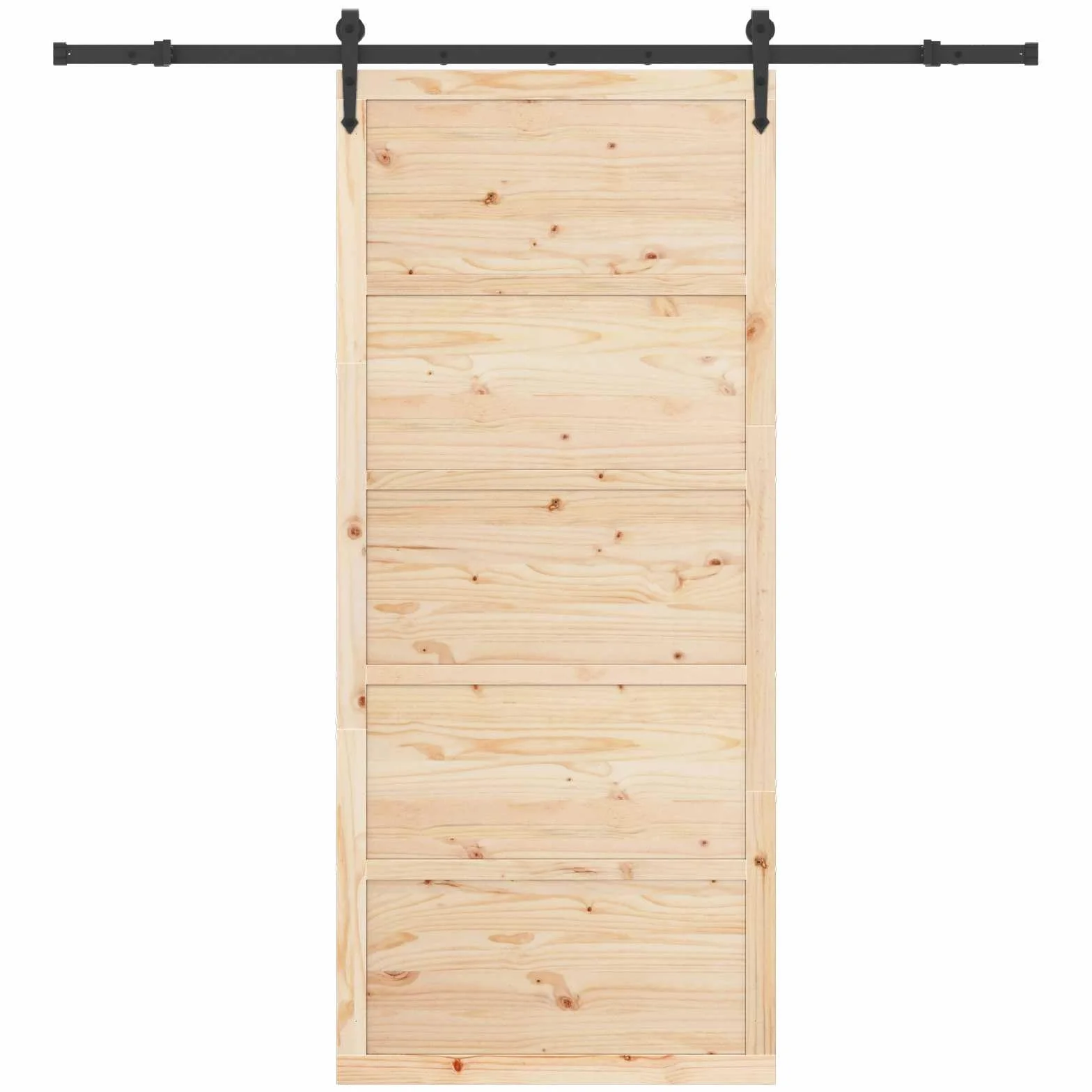 vidaXL Puerta Corredera Natural 100 x 208 cm Madera de Pino Maciza, Sala, Puerta corredera Moderna, Separador de Madera, riel Ajustable, Entrada de Pino ahorrando Espacio