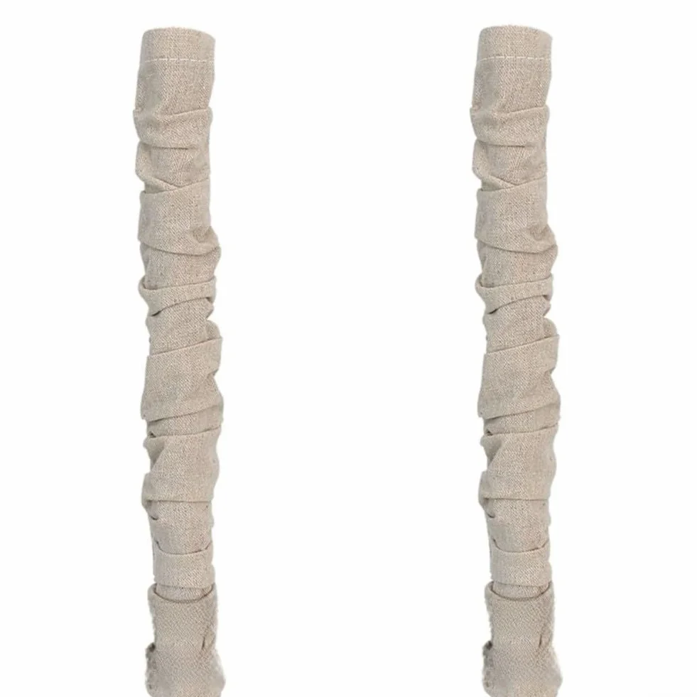 Paquete de 2 cubiertas de cadena de araña de tela de 6 pies, protector de cable eléctrico para colgar luces, cables de TV y barras de cortina, material de lino de algodón beige, decoración
