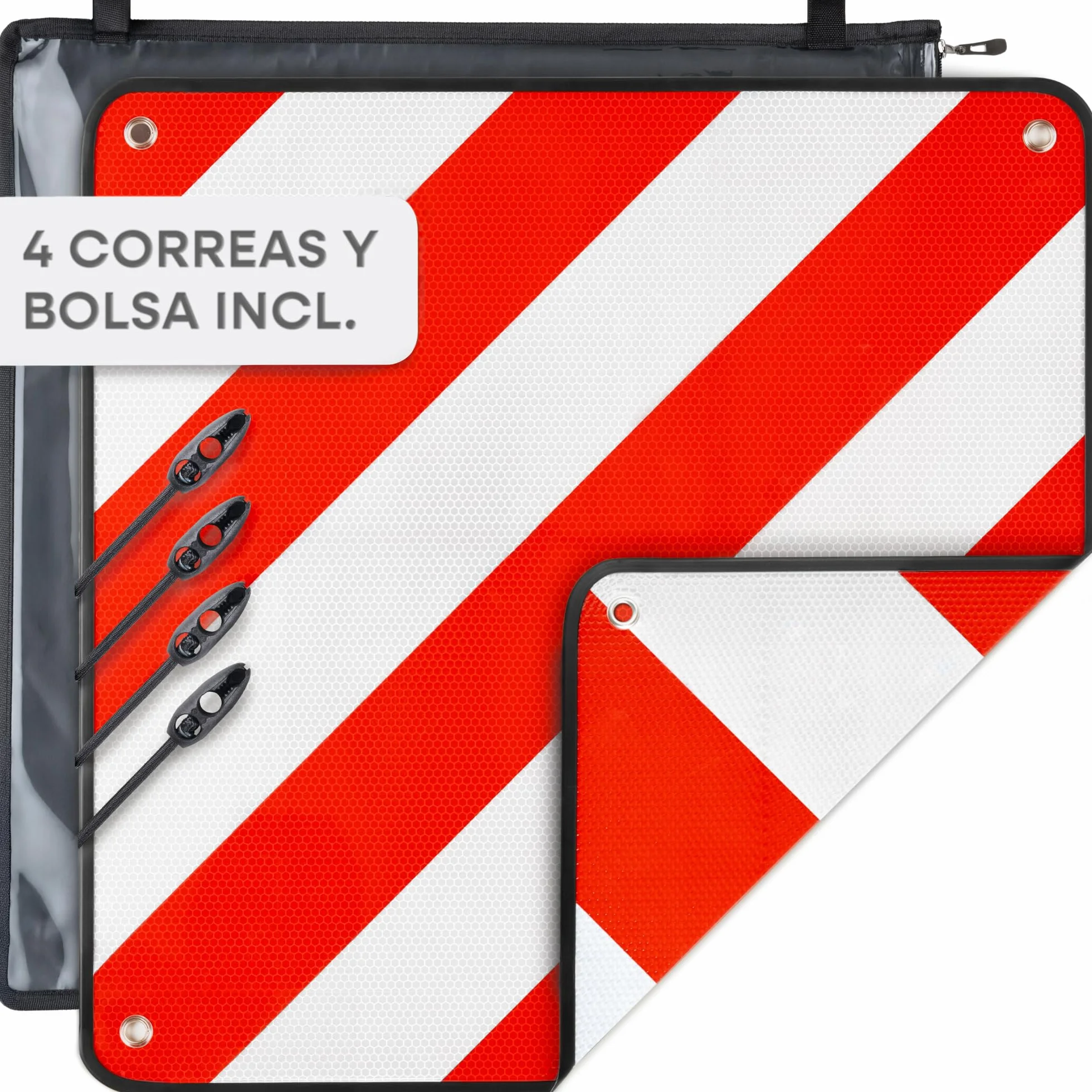 Prowiste Placa V20 Homologada – Señal V20 para portabicicletas – ECE R70 – Válida en Italia, España & Portugal – Aluminio Robusto – Montaje fácil con Correas & Bolsa (50×50 cm) | Aluminio robusto, fácil montaje con correas tensoras, incluye bolsa, señal d
