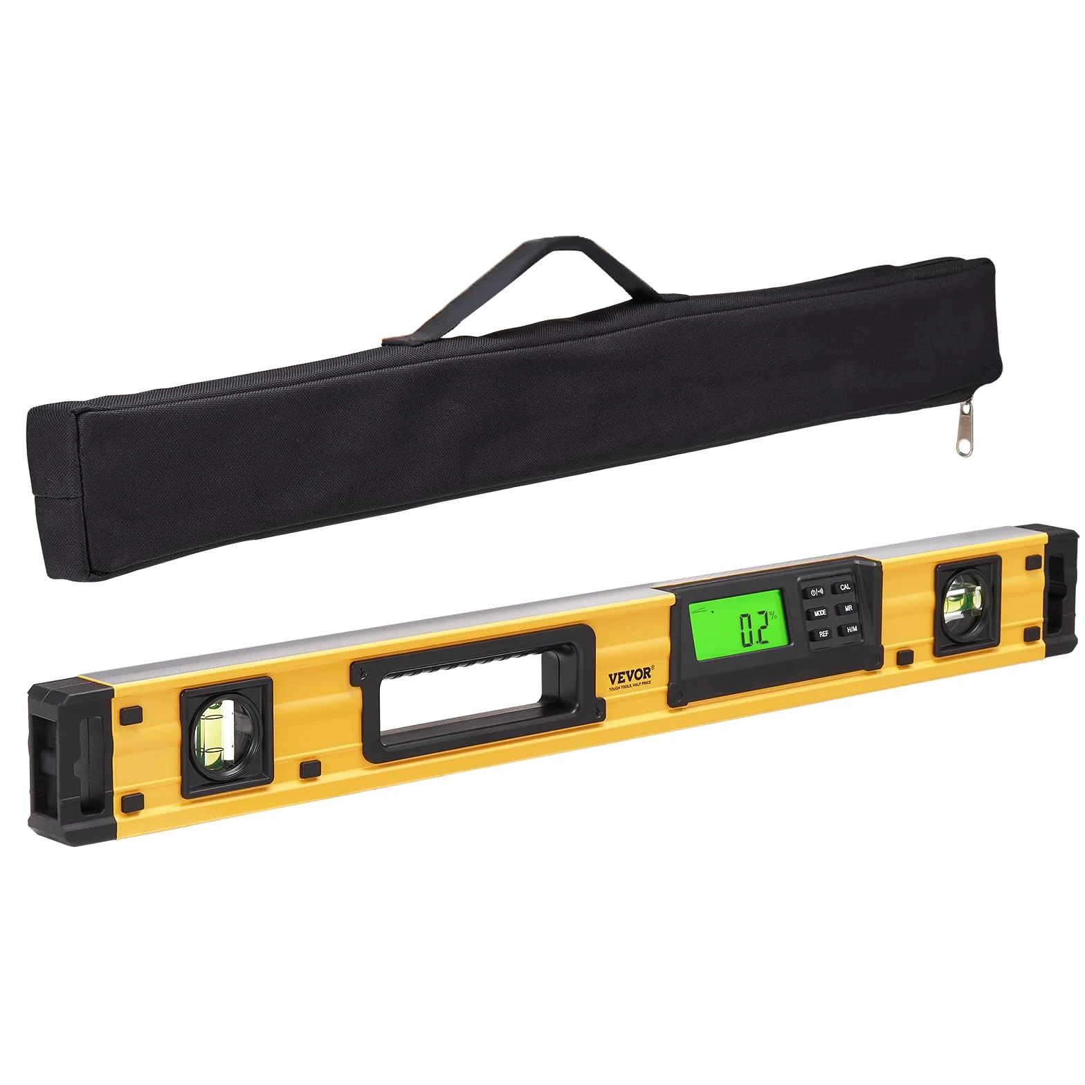 VEVOR Nivel de Burbuja Magnético Nivel Torpedo 600 mm Pantalla LED Retroiluminada Herramienta de Nivelación 0-360° Aleación de Aluminio Sensor de Gravedad para Medición Industria de Construcción Hogar