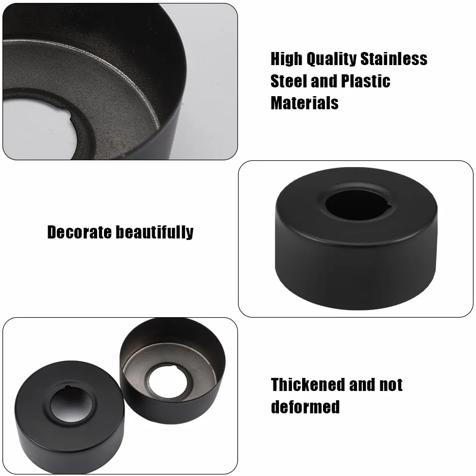 Grifo de Ducha Roseta Negro 4 Piezas, Rosetas Ajustables para Grifería y Radiadores, Diámetro Interior 25 mm