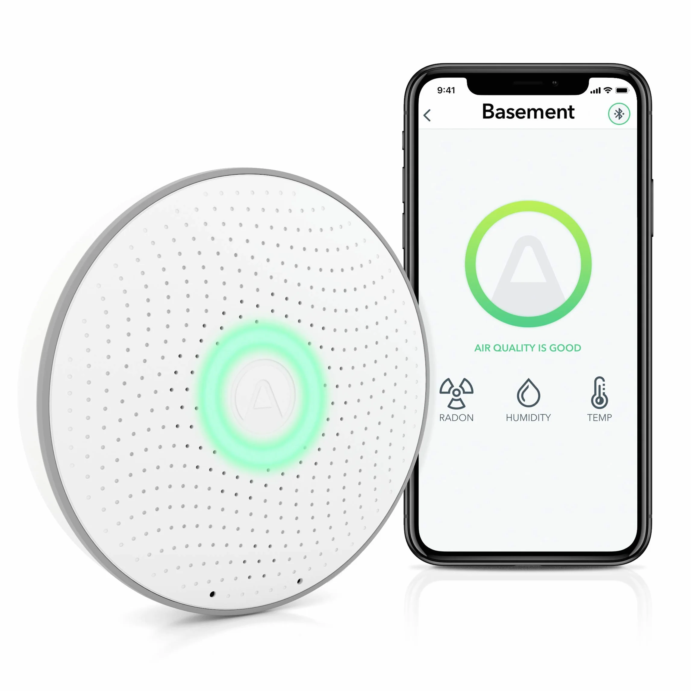 Airthings 2950 Wave Radon Detector Inteligente de Gas Radón con Monitor de Humedad y Temperatura, Preciso, Intuitivo e Inalámbrico, New Version
