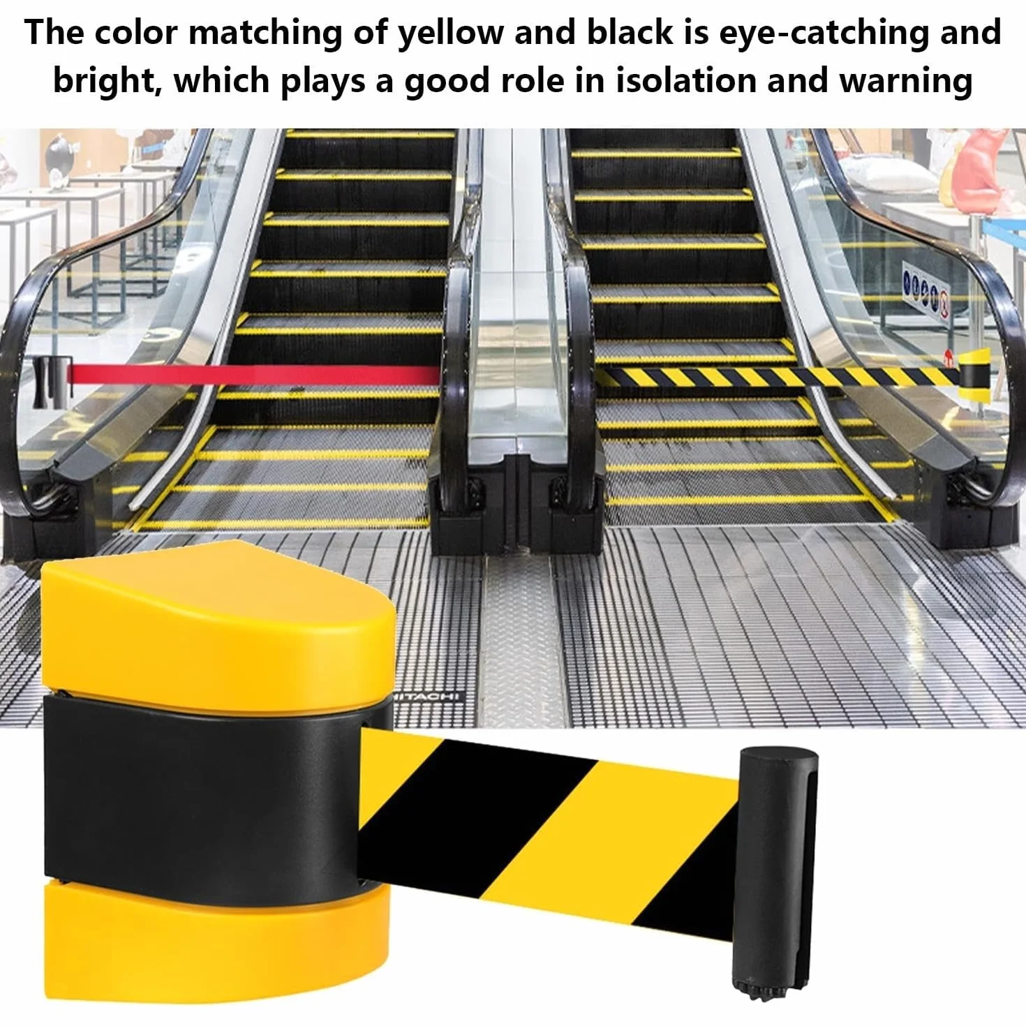 Barrera De Seguridad Retráctil De Pared De 5 M De Longitud con Soporte Y Kit De Montaje. Disponible En Negro, Rojo Y Amarillo. Ideal para Aeropuertos, Eventos, Escuelas Y Espacios