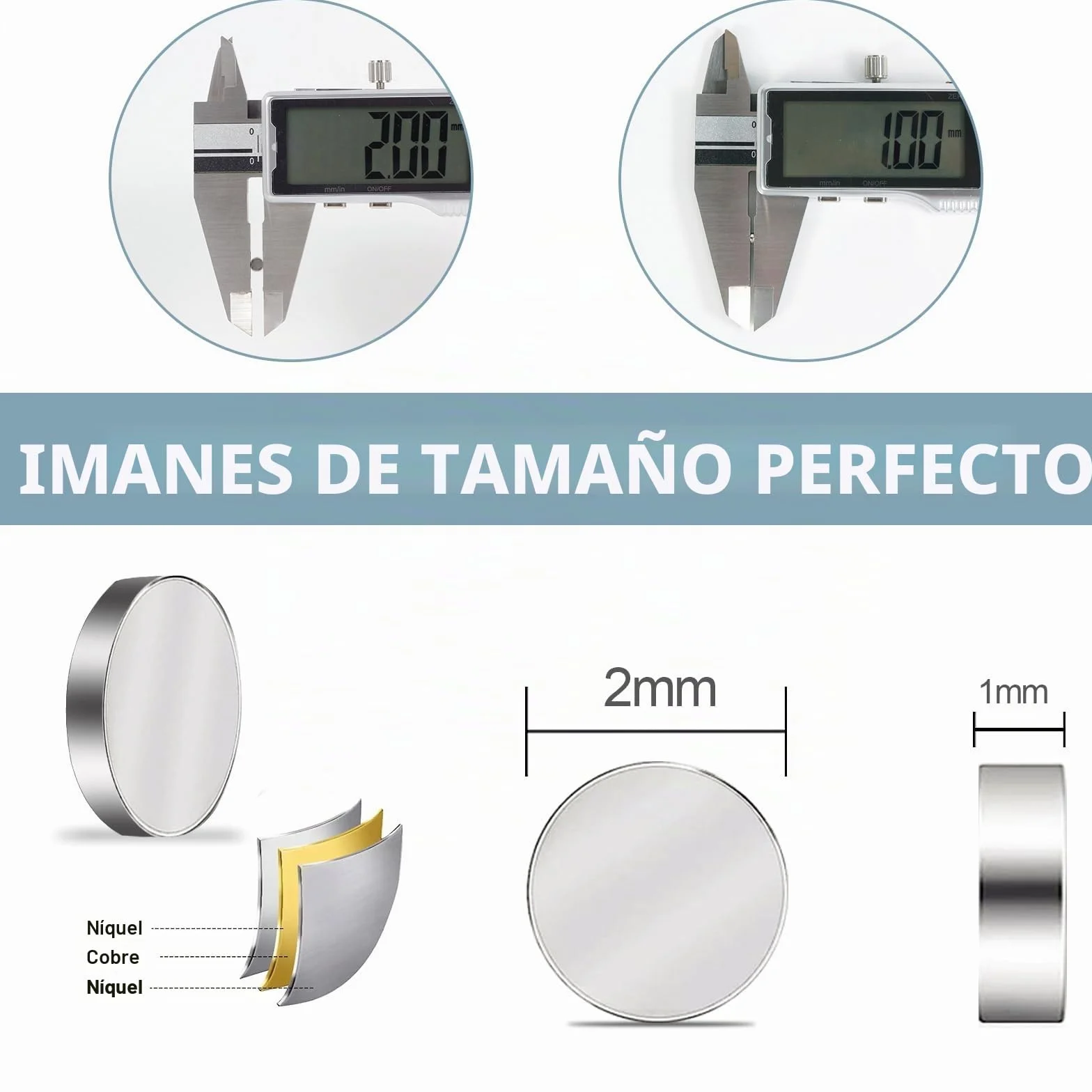 UTOMAG 300 Piezas Imanes de Neodimio Fuertes 2x1mm Redondos para Refrigerador Manualidades