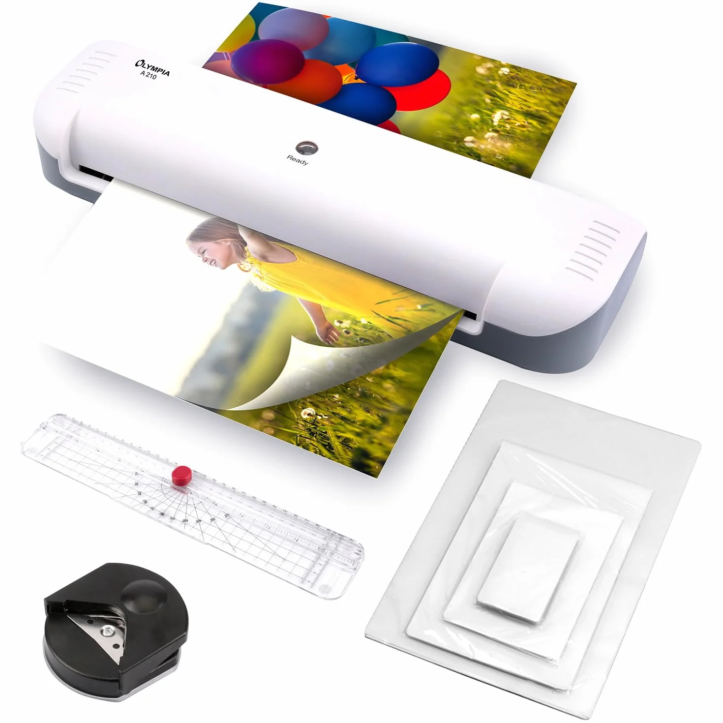 Olympia A210 Plastificadora 4 en 1 A4 | Juego de Laminación A4 | Laminadora | Calefacción Rápida | Laminadora, Cortadora de Papel y Redondeadora de Esquinas | Ideal para Oficina, Escuela y Hogar |