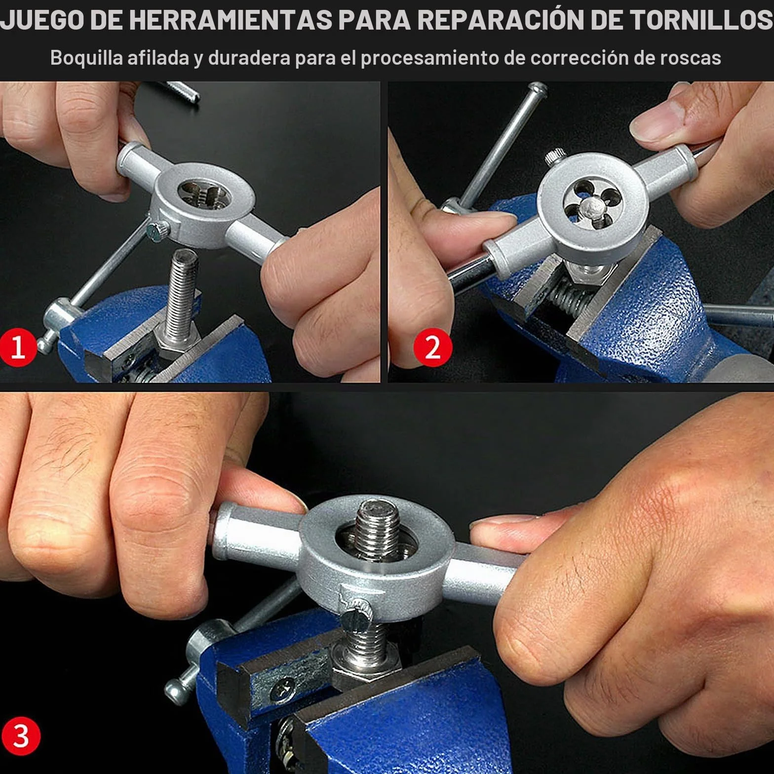 110 Piezas Juego de Machos y Terrajas M2-M18 Terrajas y Machos de Roscar Métricos Juego de Herramientas para Roscar con Llaves para Cortar Roscas